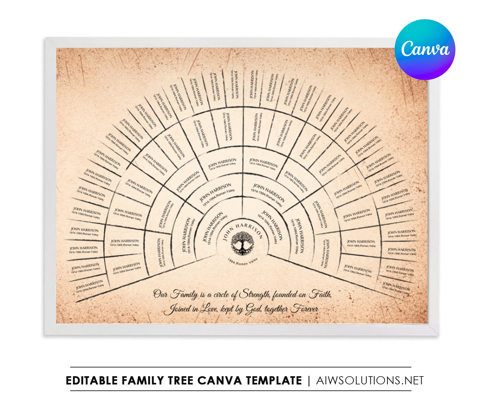 Editable Canva Family Tree Template 6 Generations Family Tree ID09 Aiwsolutions