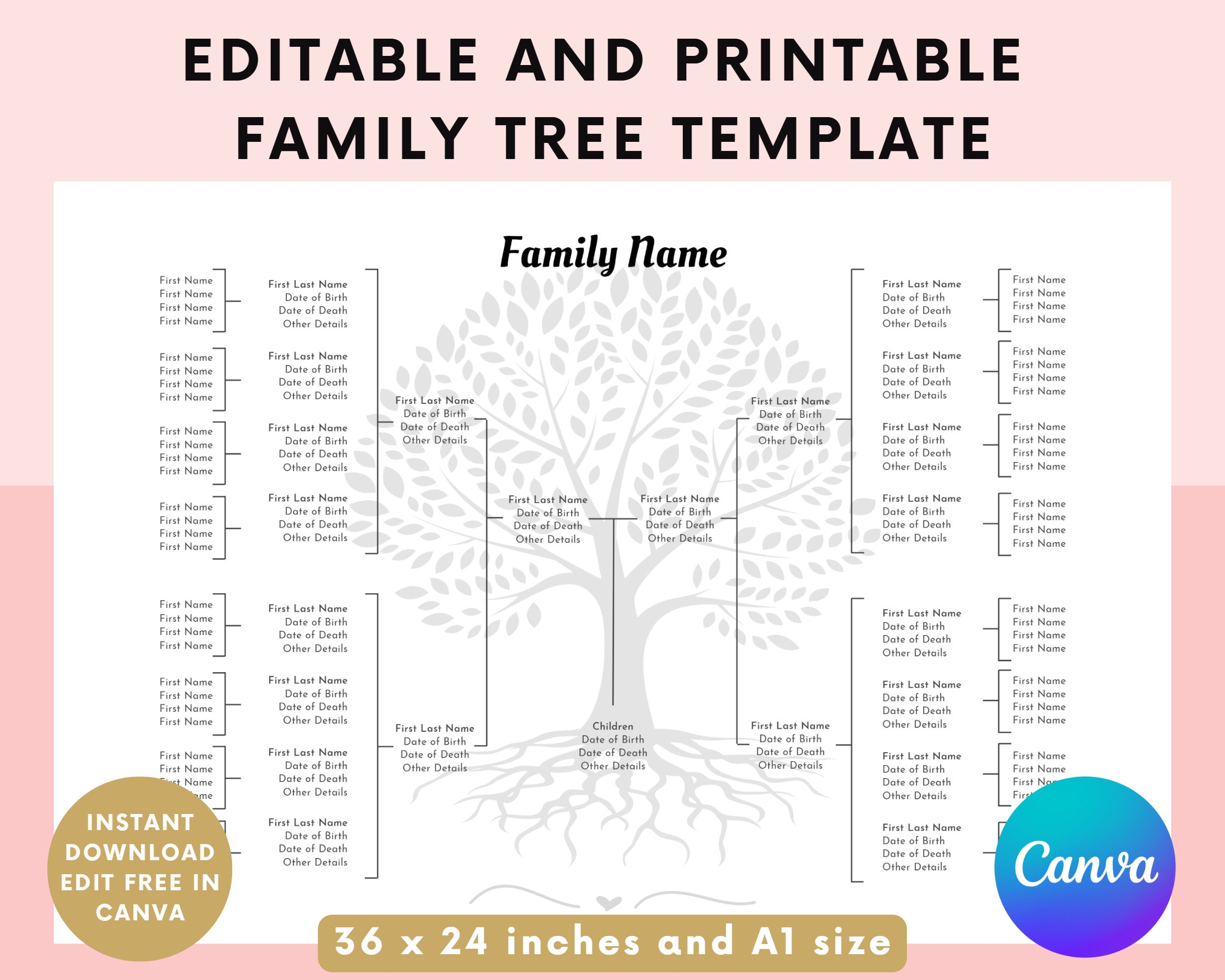 Free Printable Family Tree Chart Blank