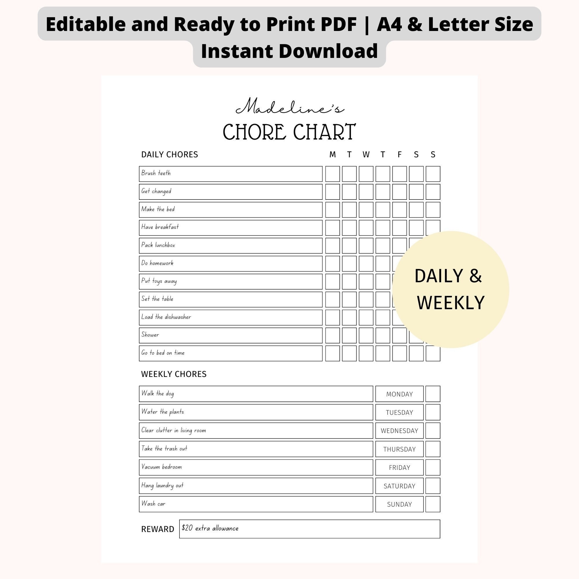 Printable Chore Charts For Teen Printable Chore Charts For Teen