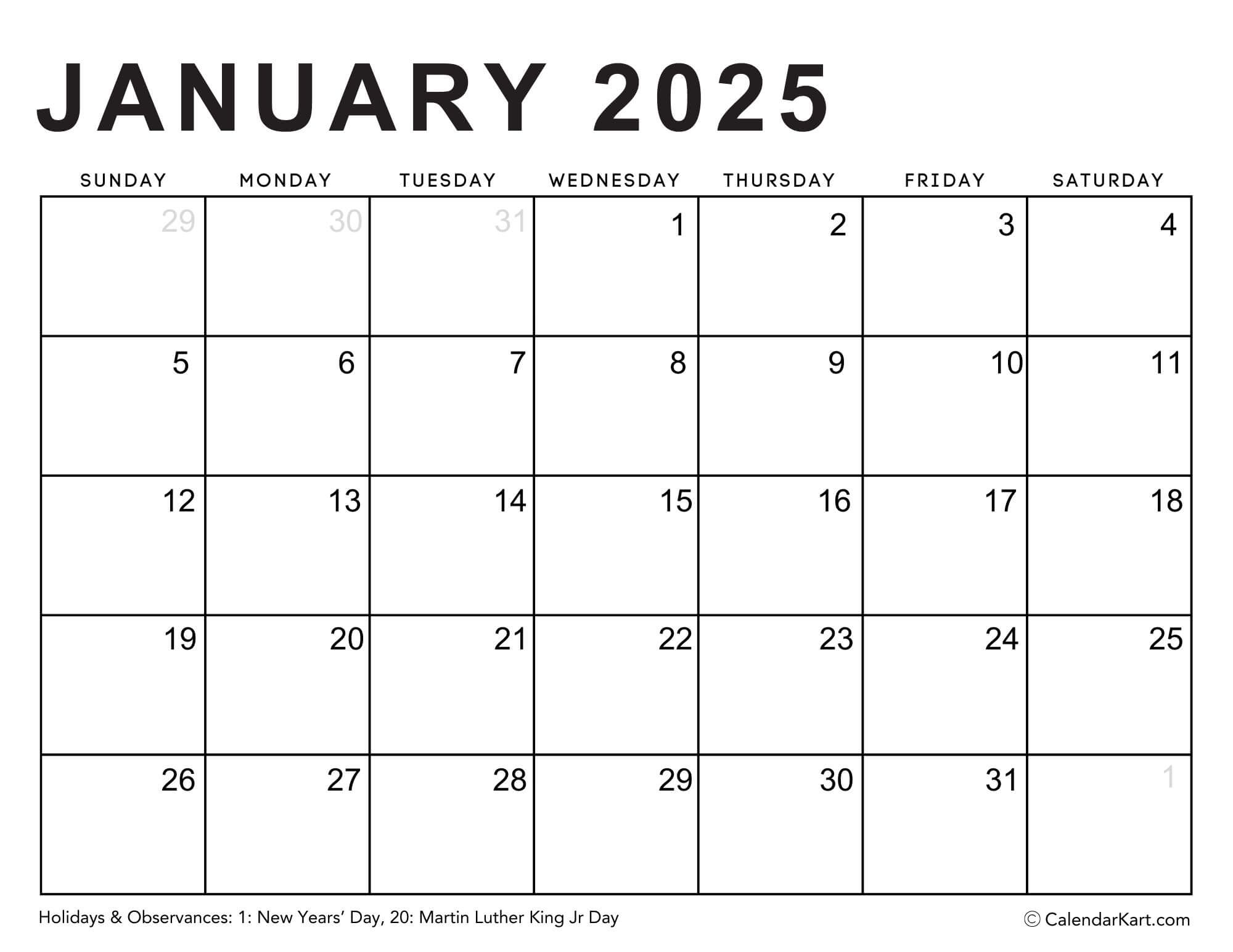 Editable Printable Calendars 2025 Typeable PDF CalendarKart