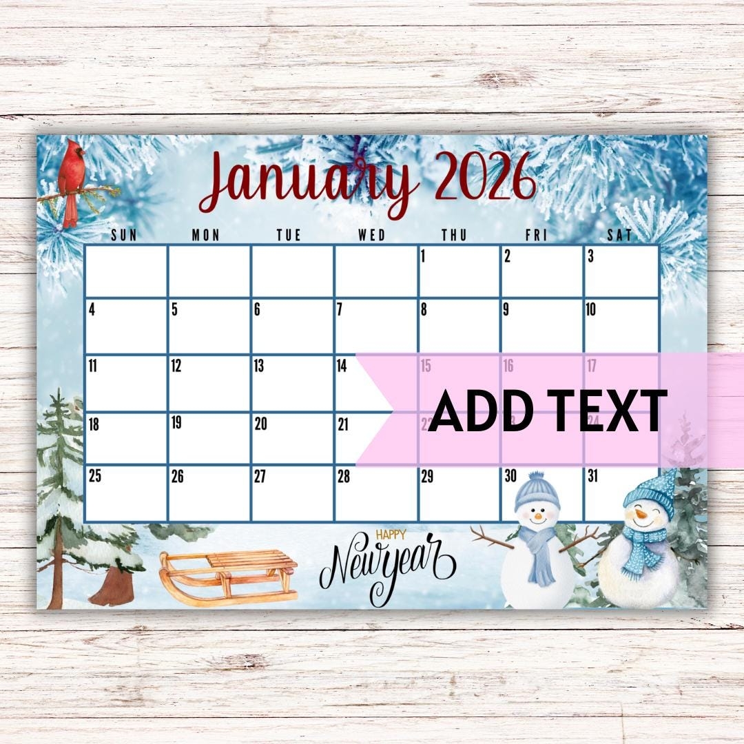 Printable January 2026 Calendar Pdf