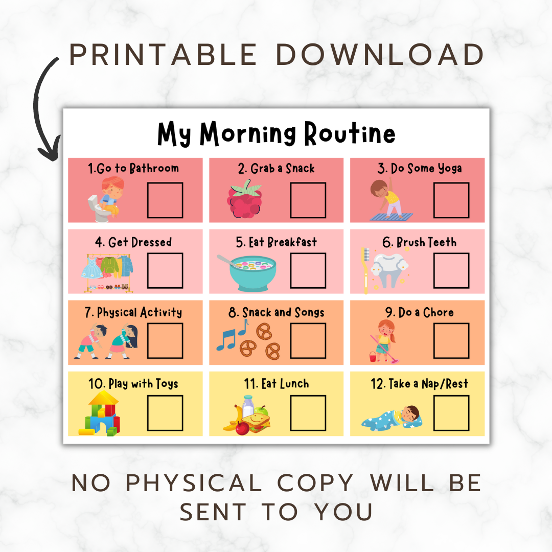 Toddler Daily Routine Chart Free Printable