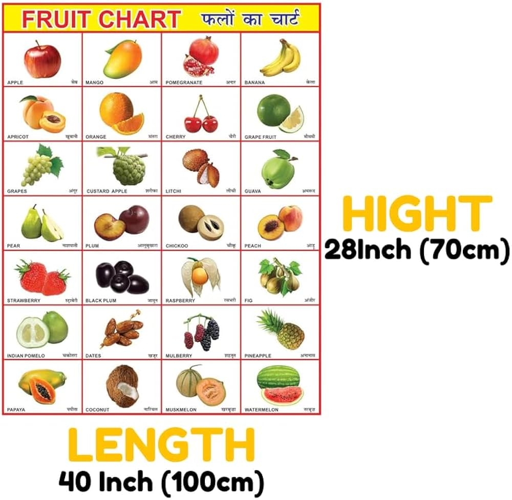 Editone International Educational Fruit Chart For Kids Bright Colorful Learning Poster For LKG UKG Early Learning Wall Chart For Home Classroom Durable Laminated Editone International Amazon in Books