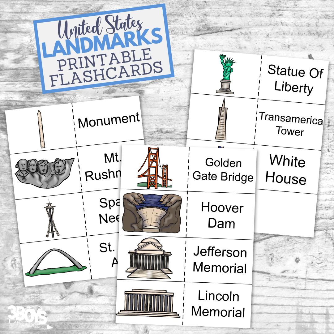 Educational And Fun USA Landmarks Flashcards