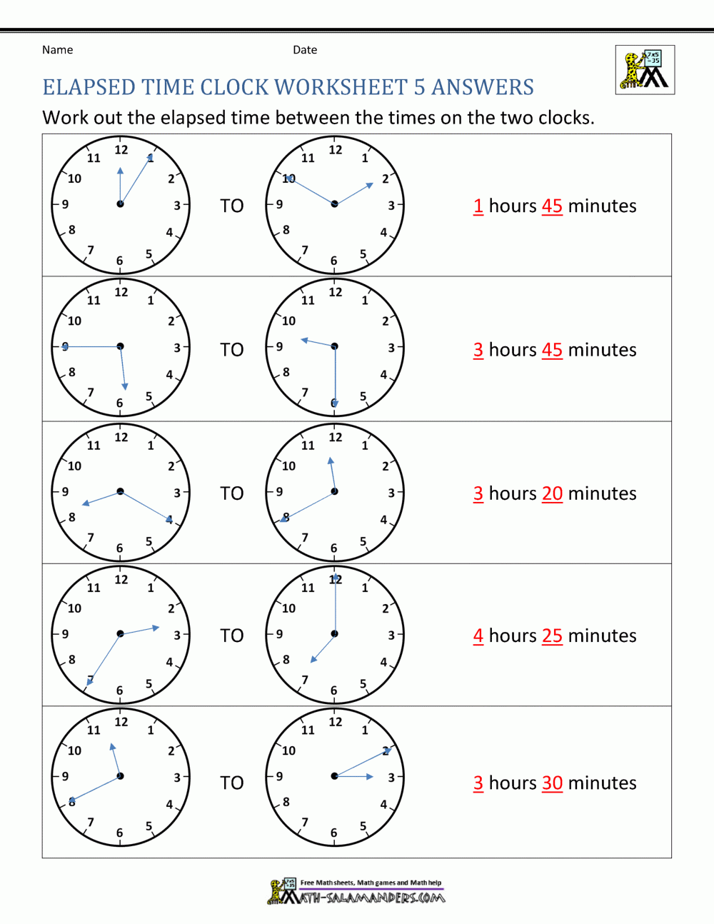 Elapsed Time T Chart Printable