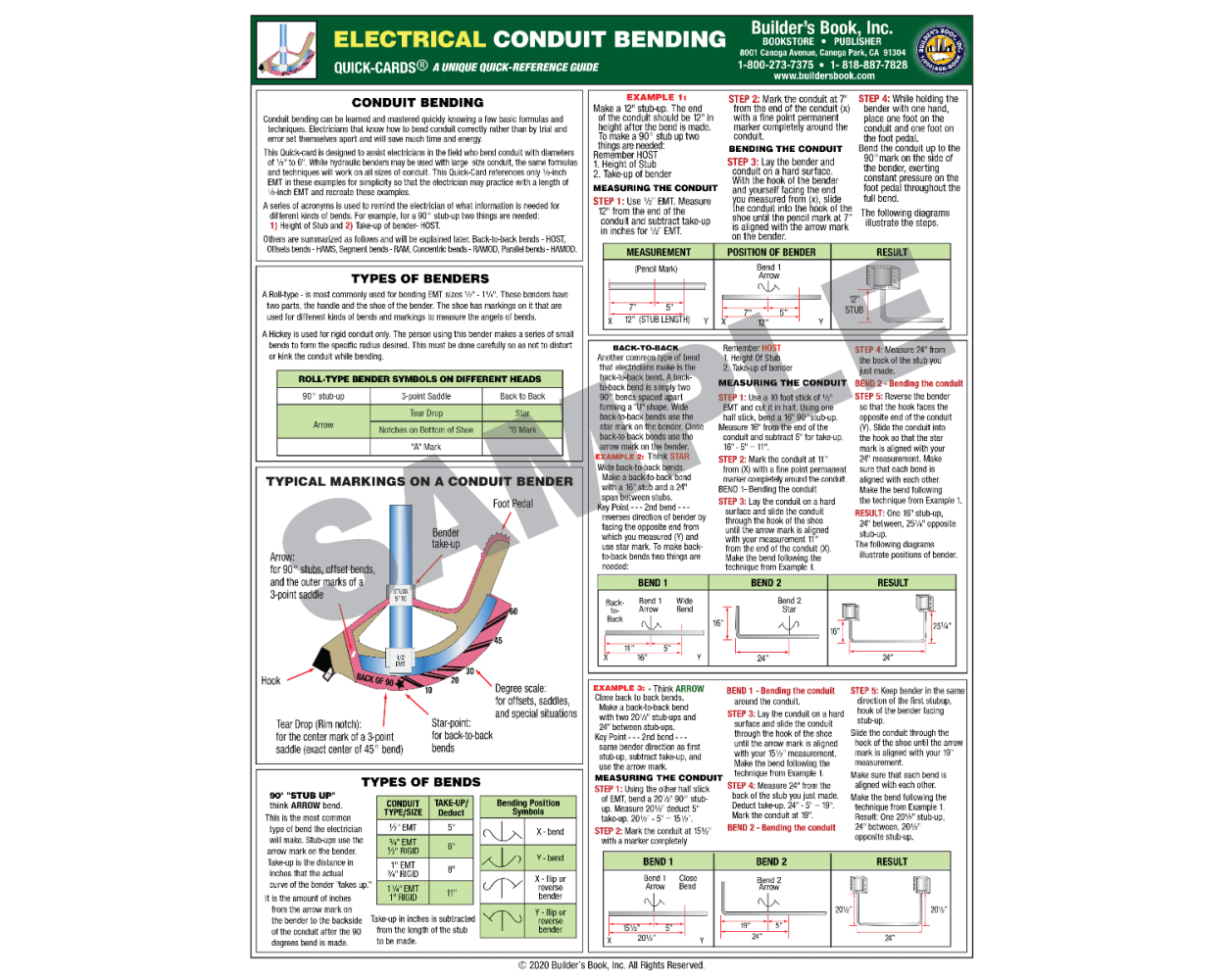 Electrical Conduit Bending Quick Card Builder s Book Inc Bookstore