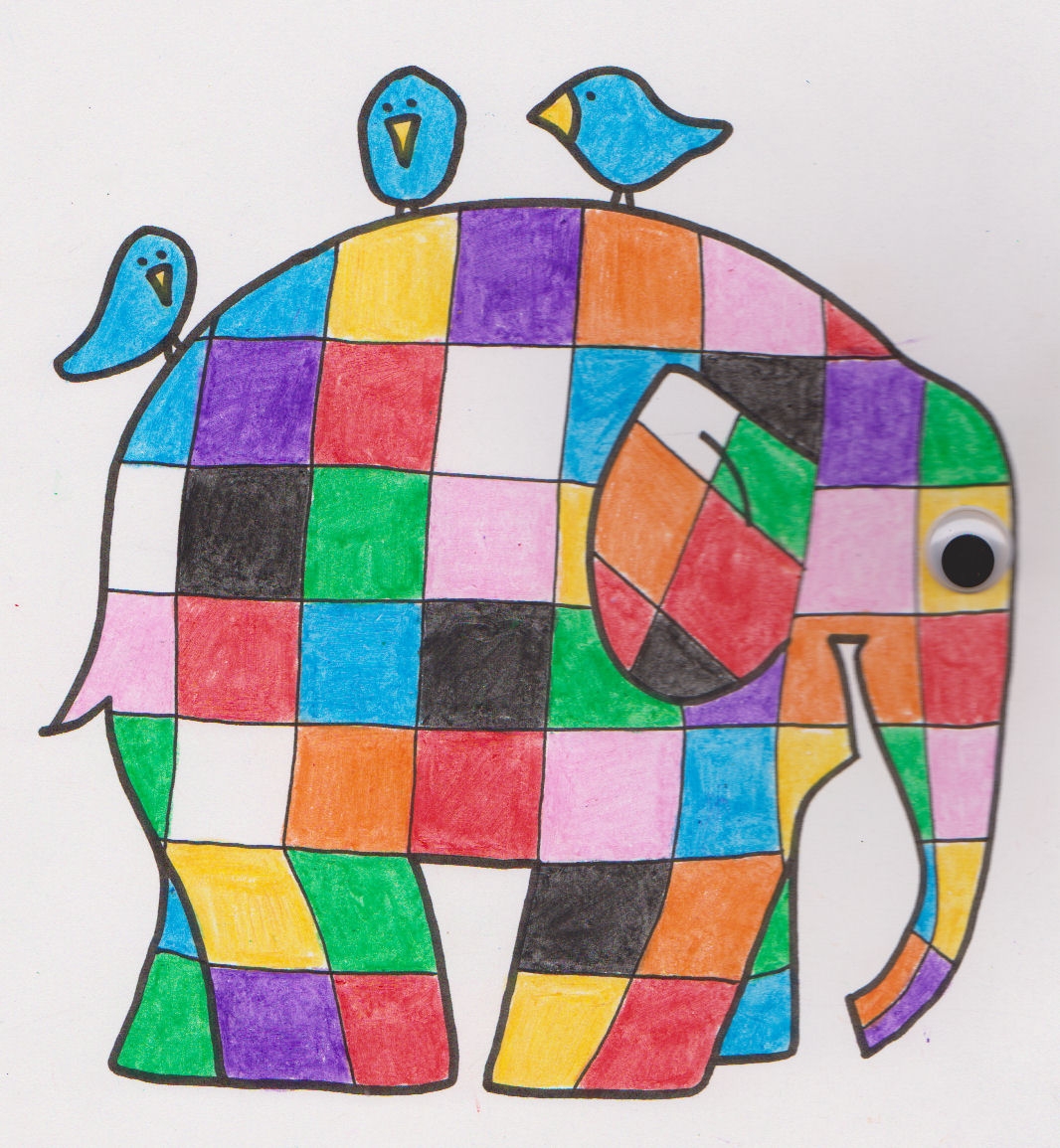 Elmer The Patchwork Elephant Coloring Page Lines Across