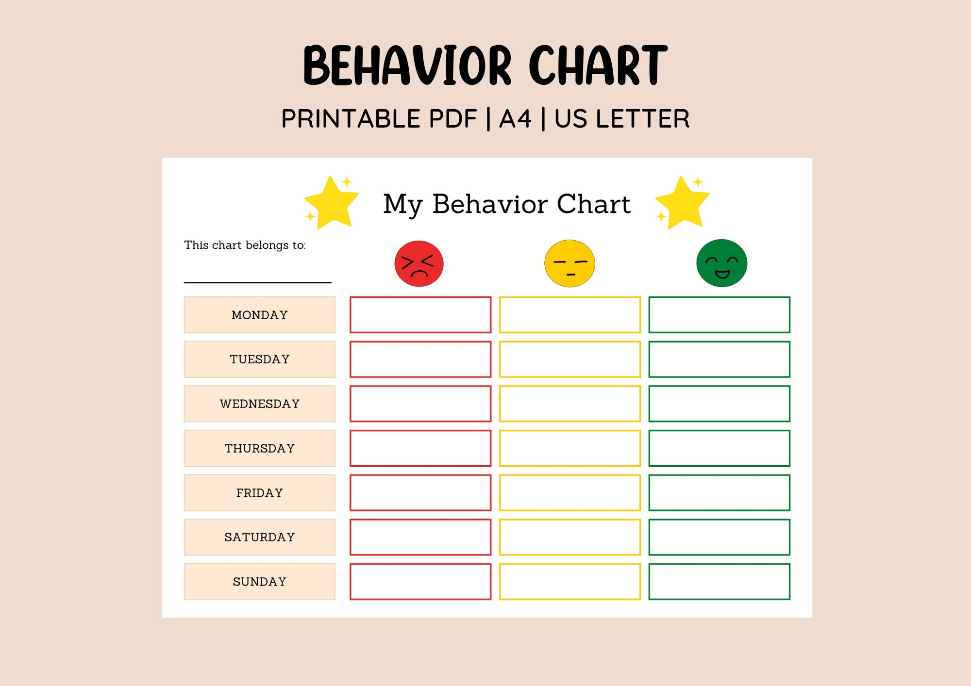 Emotion Tracker Behavior Chart Preschool Behavior Chart Toddler Behavior Chart Kids Behavior Chart Mood Tracker Sticker Chart Etsy