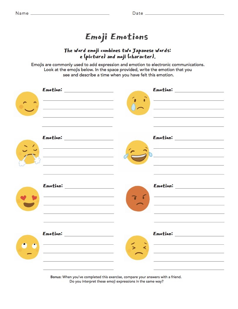 Printable Emotional Intelligence Worksheets Pdf