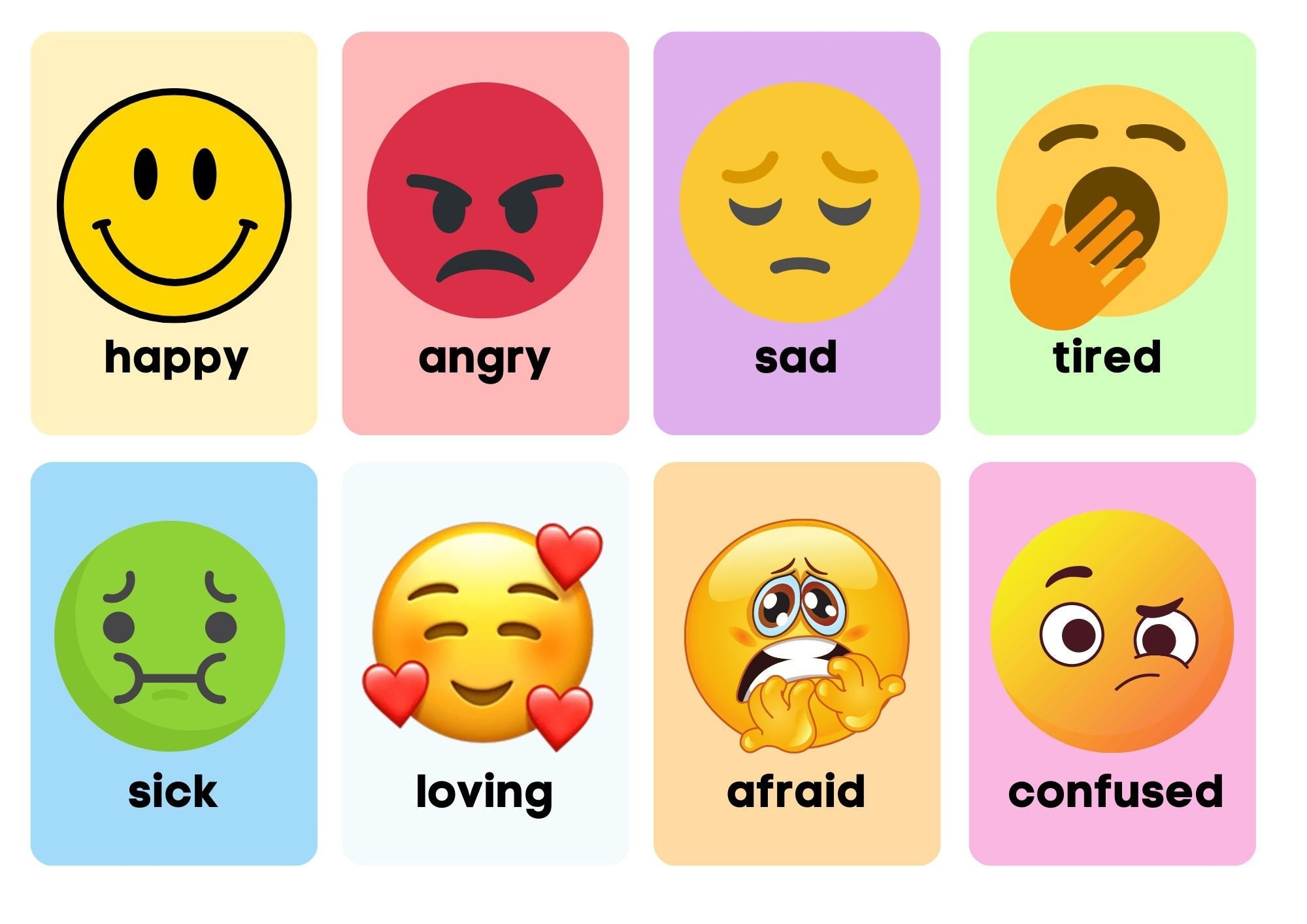 Flashcards Free Printable Emoji Feelings Chart