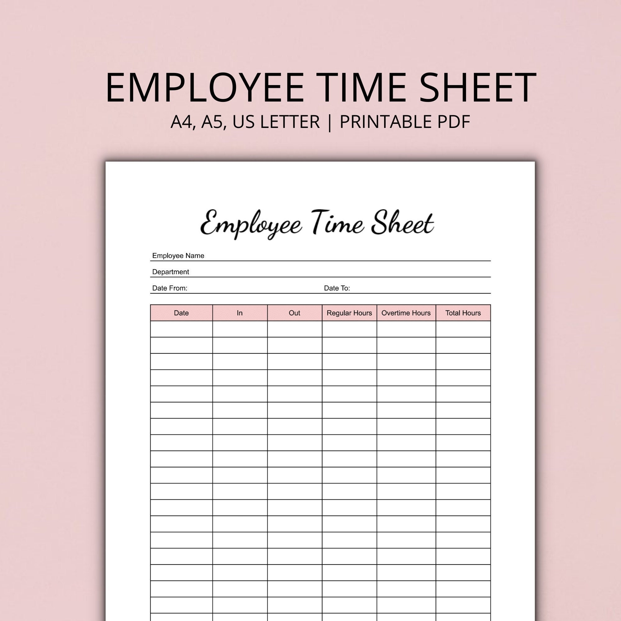 Employee Time Sheet Printable Printable Time Log Time Card Employee Organiser Printable PDF Etsy Employee Time Sheet Printable Printable Time Log Time Card Employee Organiser Printable PDF Etsy