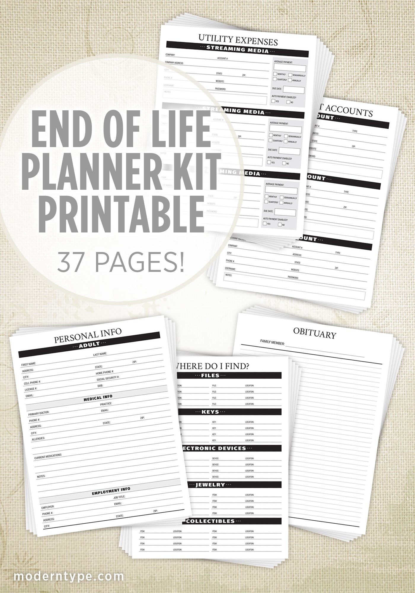End Of Life Planner Kit Printable End Of Life Planner Kit Printable