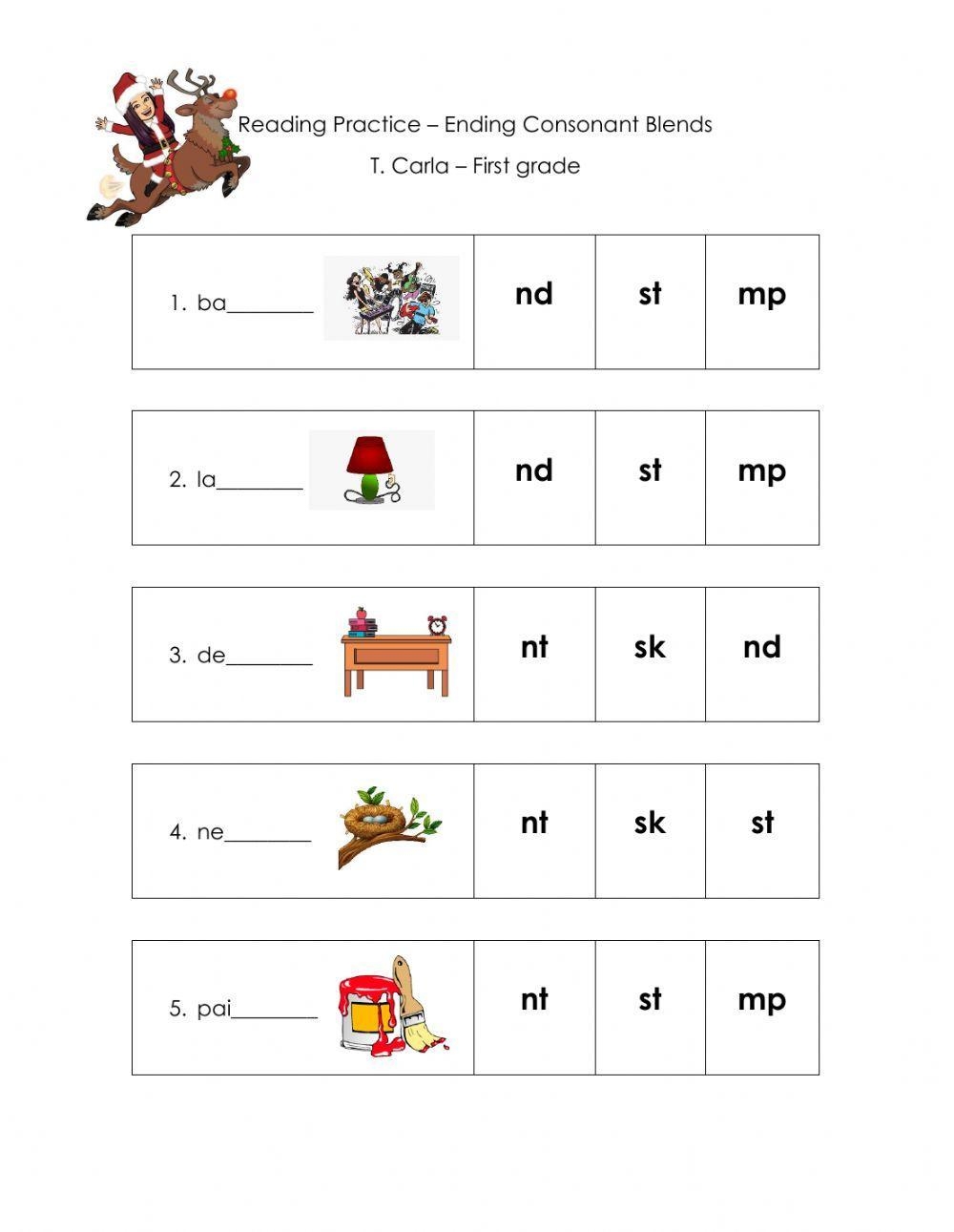 Ending Blends Interactive Worksheet Live Worksheets Worksheets Library