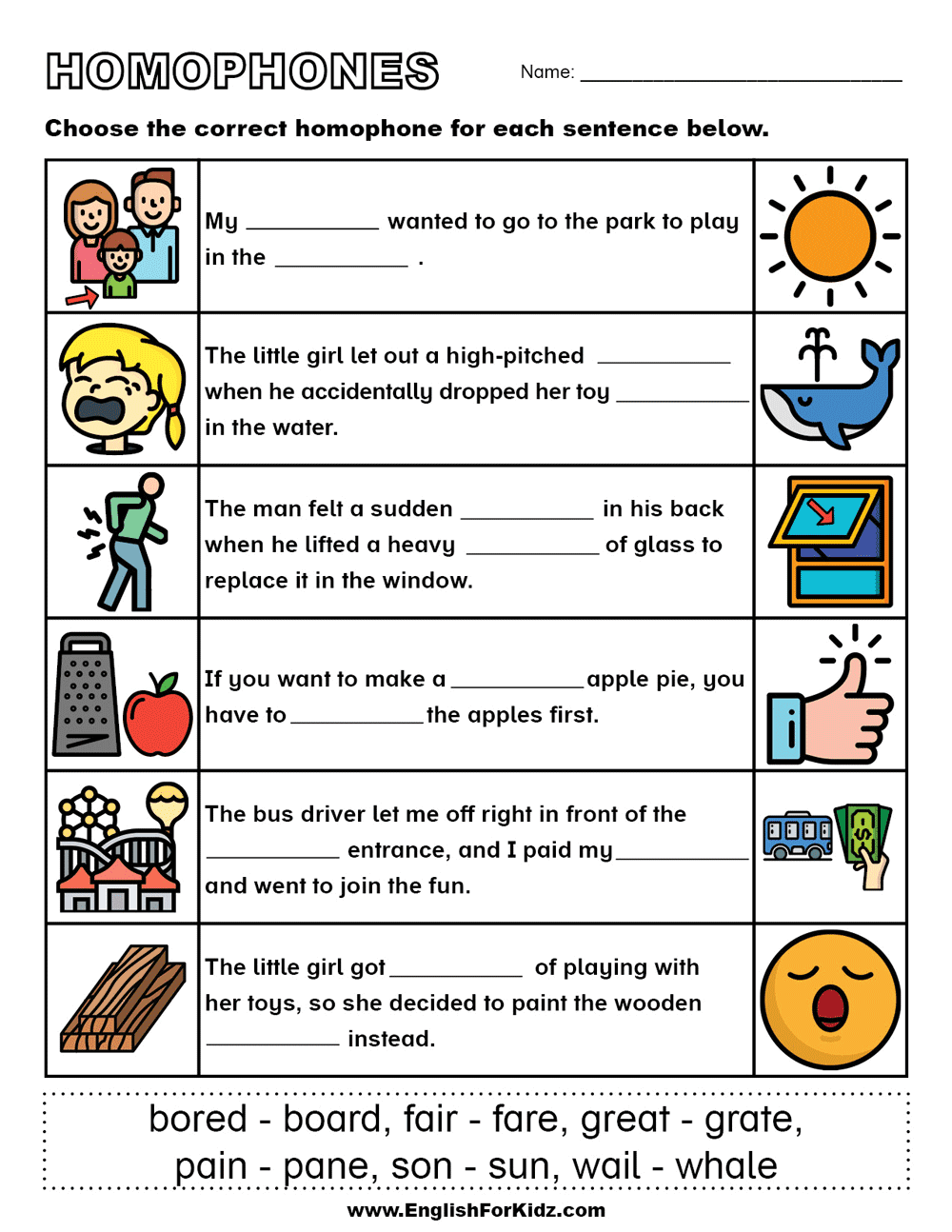 English For Kids Step By Step Homophones Worksheets And Posters Worksheets Library