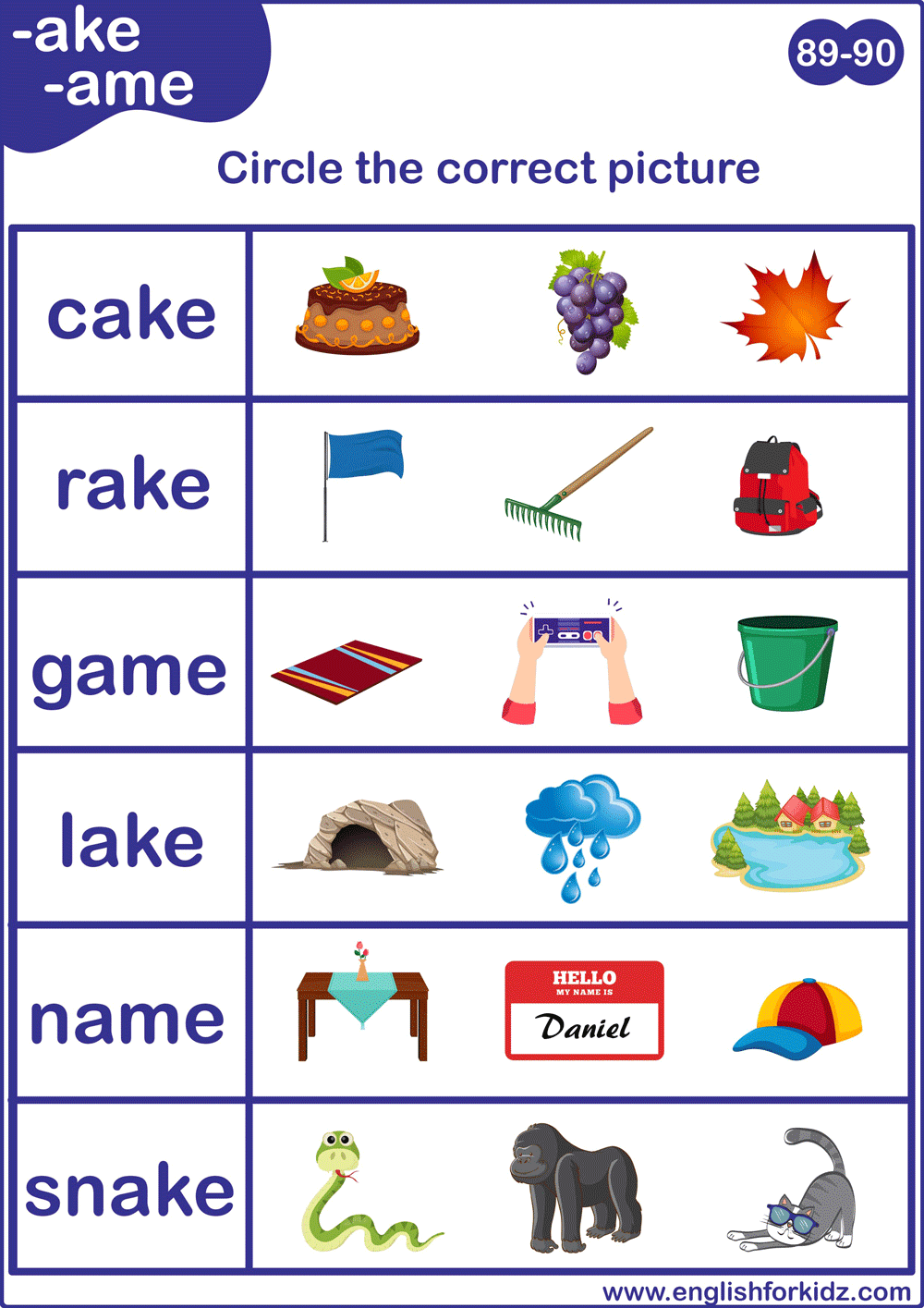 English For Kids Step By Step Long A Sound Worksheets Flashcards Posters Reading Comprehension
