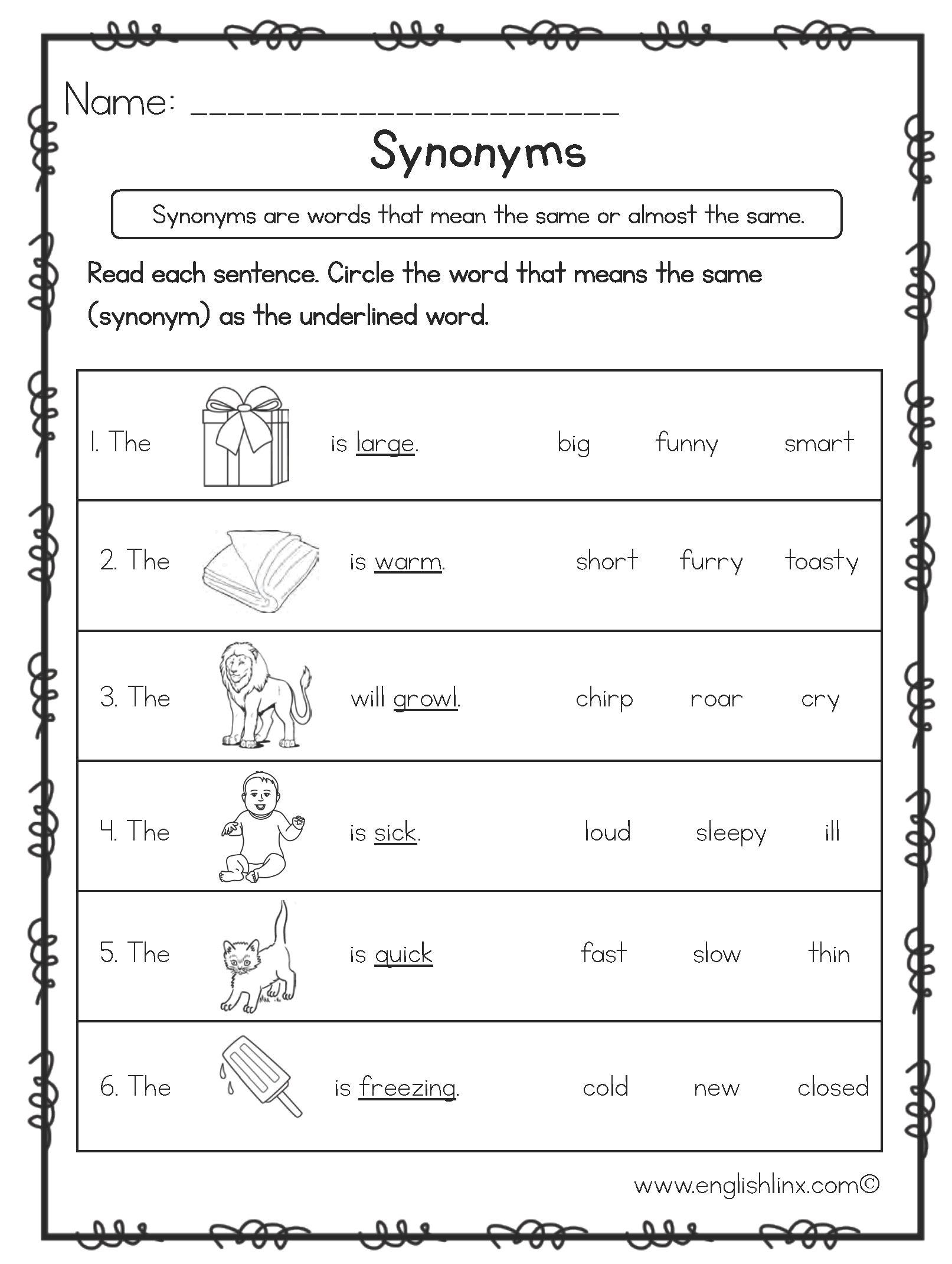 Englishlinx Synonyms Worksheets