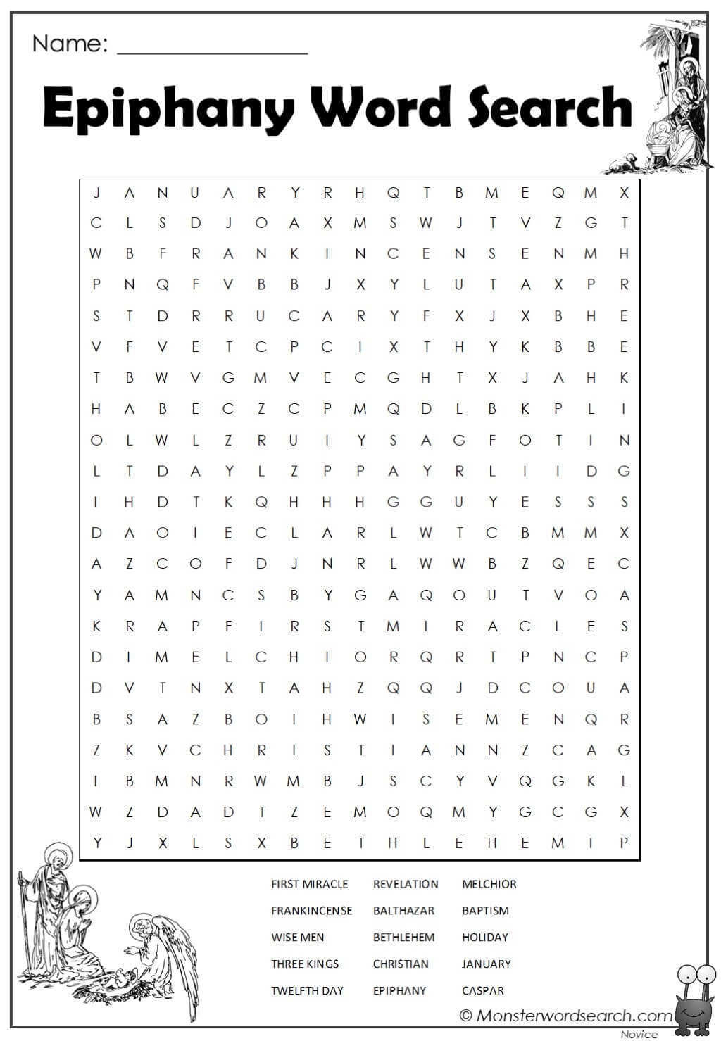 Epiphany Word Search Monster Word Search