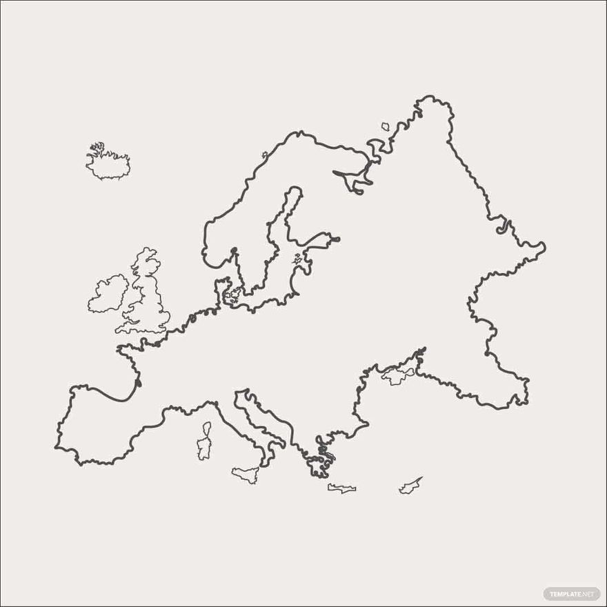 Europe Map Outline Vector In Illustrator SVG JPG EPS PNG Download Template