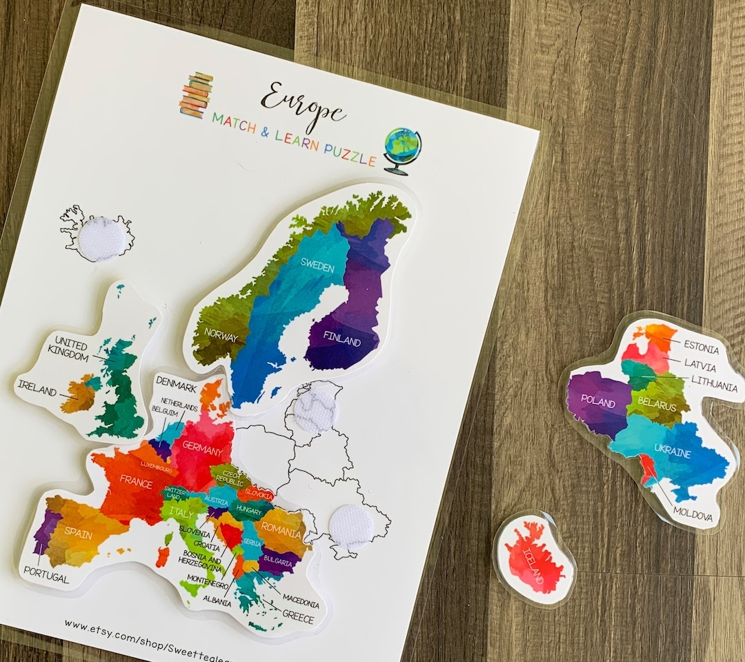 Europe Map Puzzle Kids Geography Lesson World Childrens Location Lesson Busy Book Binder Digital File Download Etsy
