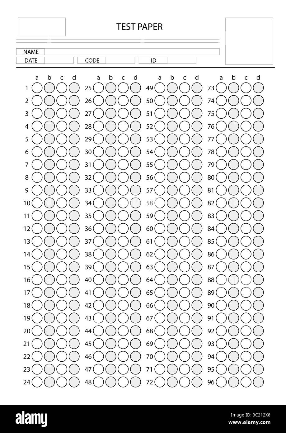 Printable Exam Sheet Paper