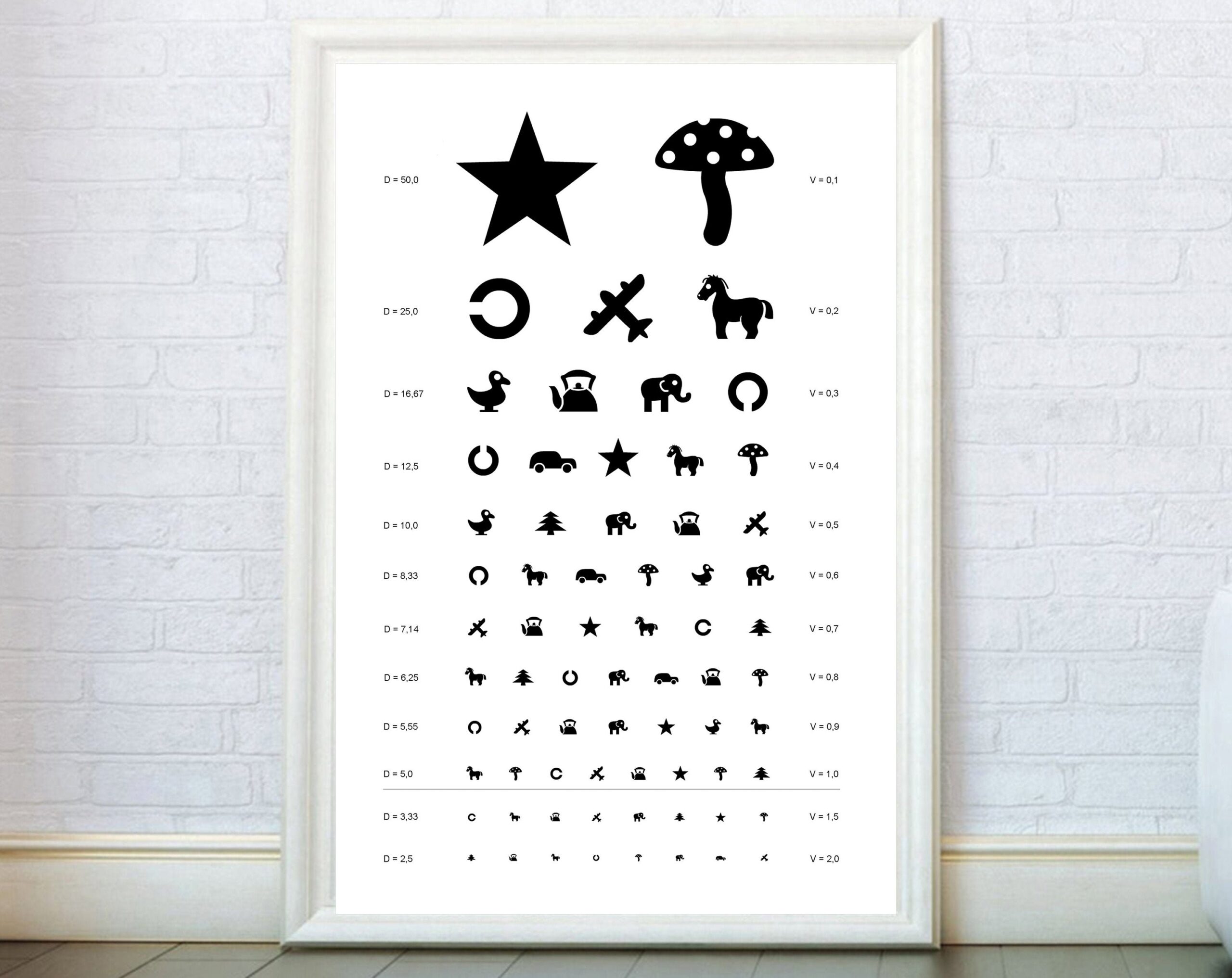 Eye Chart Poster Children Eye Test Print Child Pediatric Chart Wall Art Optometry Decor Typography Symbol Vision Test Visual Acuity Etsy