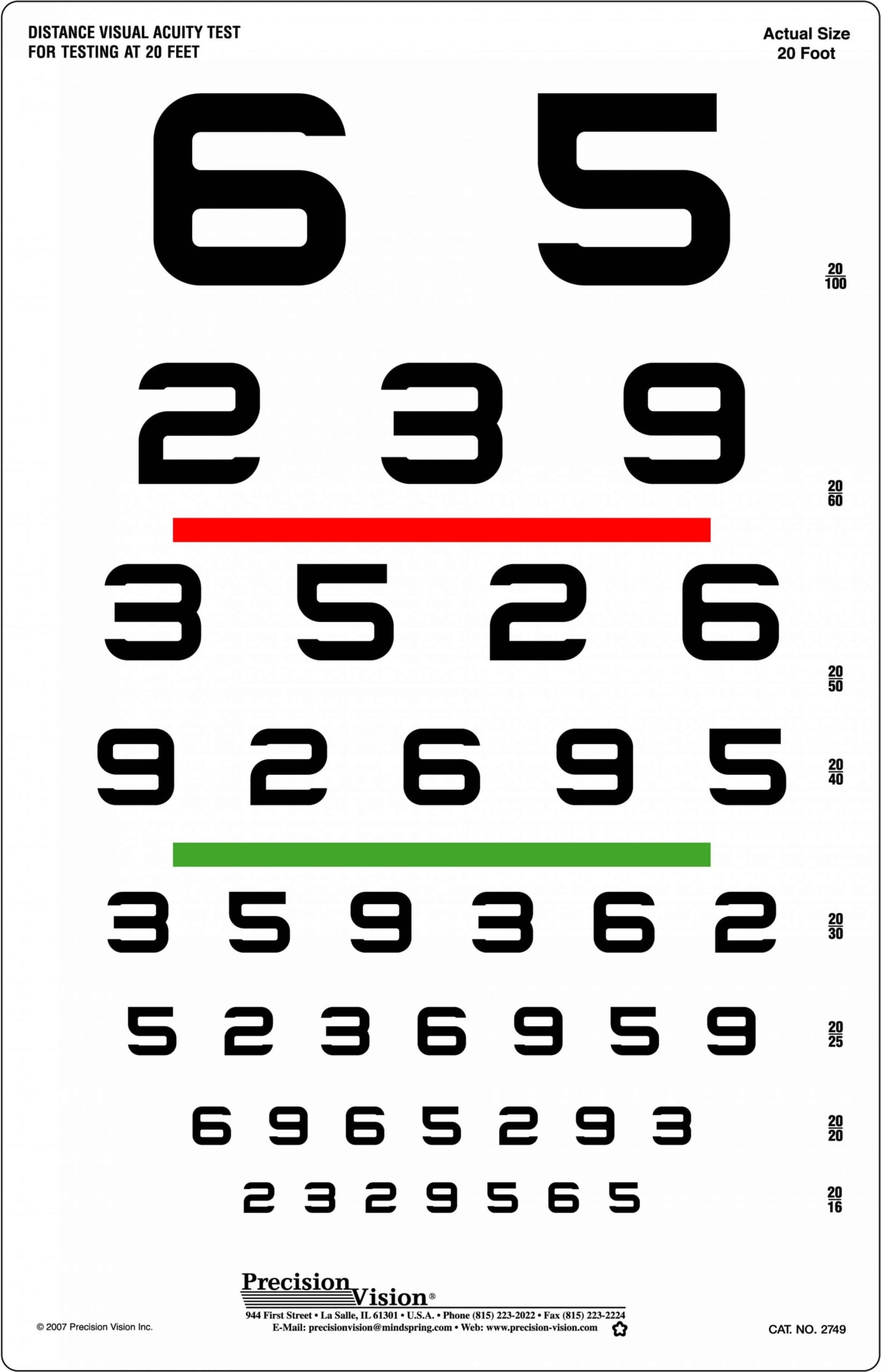 Eye Chart Professional Snellen 20 Ft 6m Testing Distance 17x11 Wall Mounted Vision Test Schnell Eye Chart Pdf