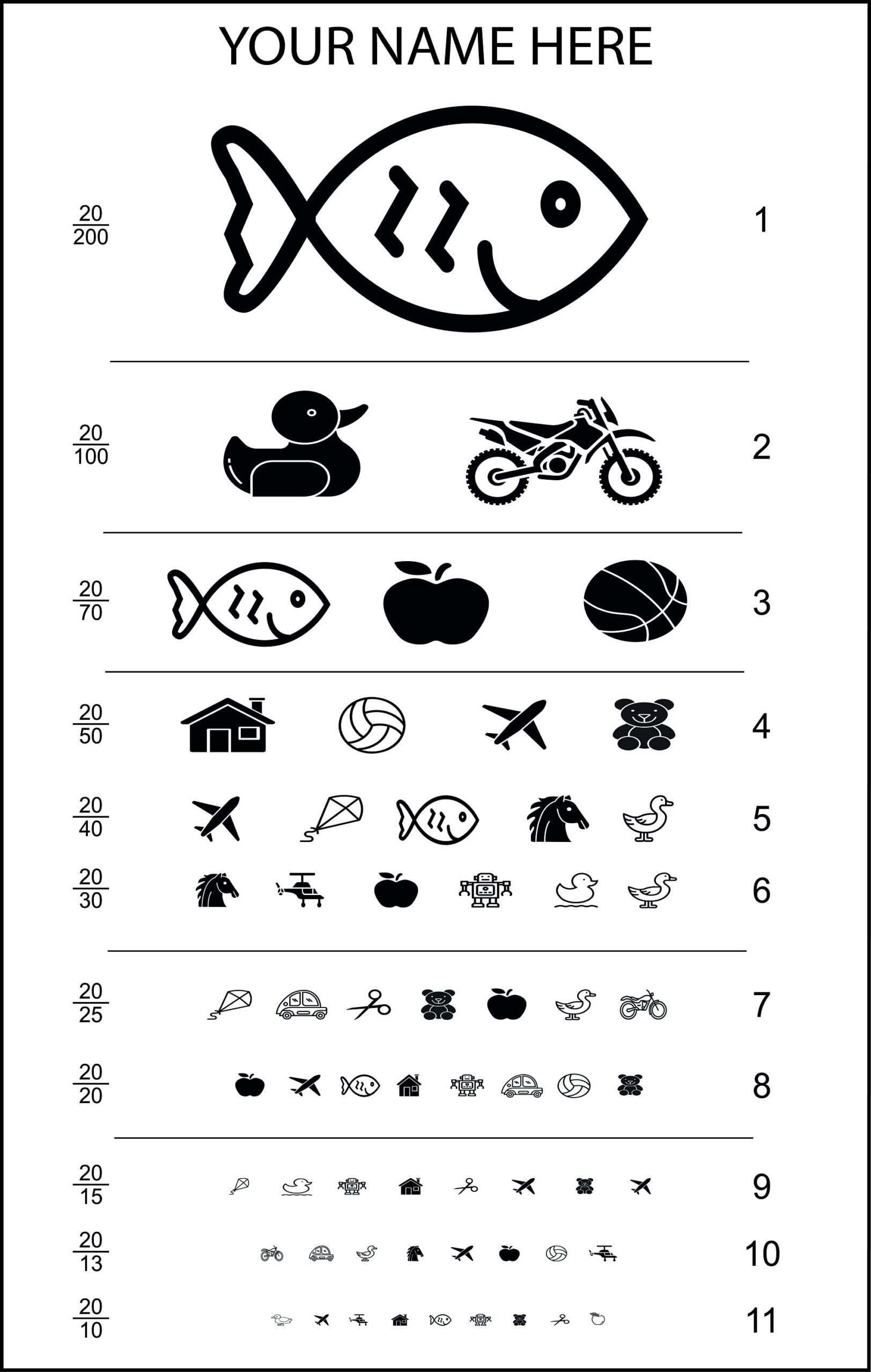 Eye Test Chart For Kids PRINT READY Etsy