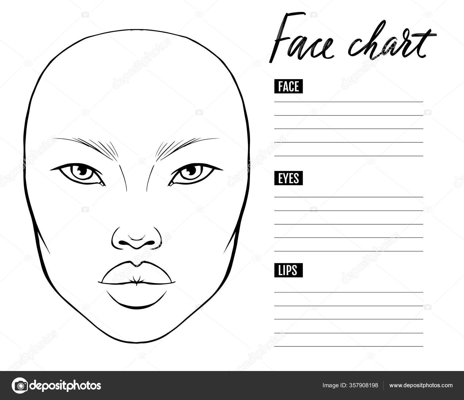 Face Chart Blank Makeup Artist Vector Template Stock Vector By