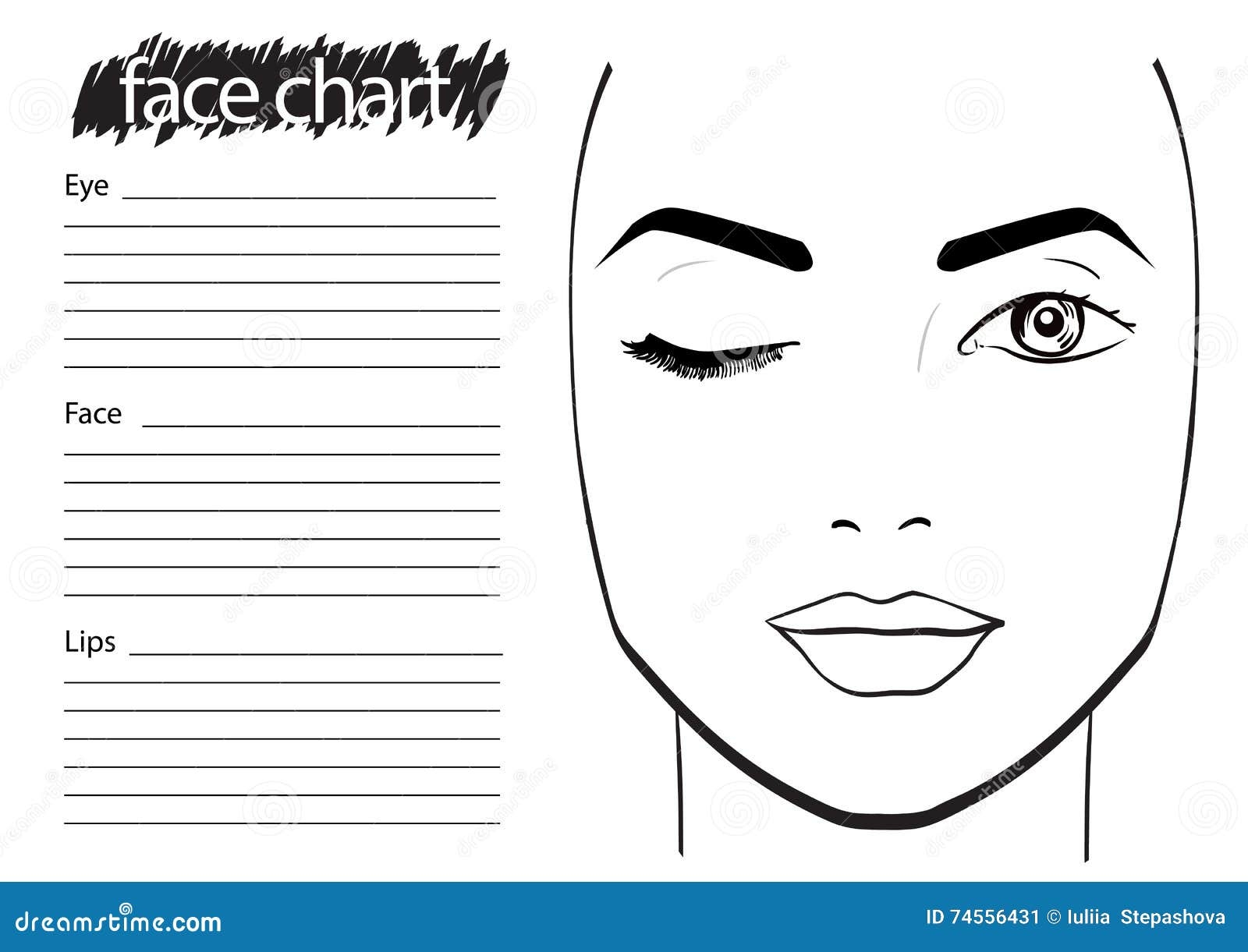 Face Chart Makeup Artist Blank Stock Illustration Illustration 