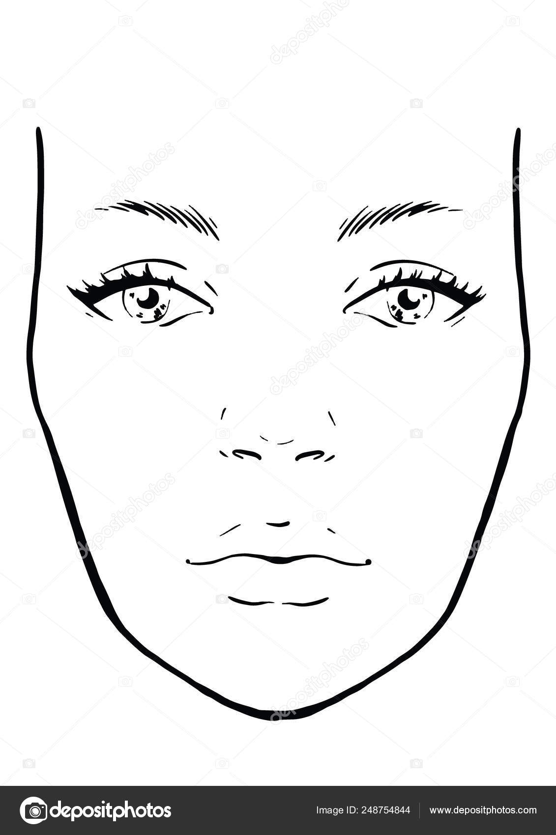 Face Chart Makeup Artist Blank Template Vector Illustration Stock Vector By melanjurga 248754844