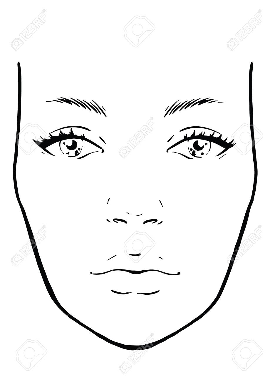 Face Chart Makeup Artist Blank Template Vector Illustration 