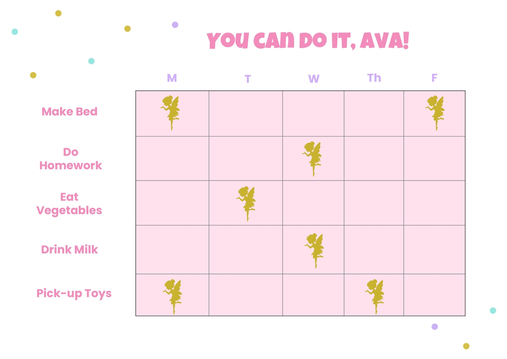 Fairy Sticker Chart In Illustrator PDF Download Template