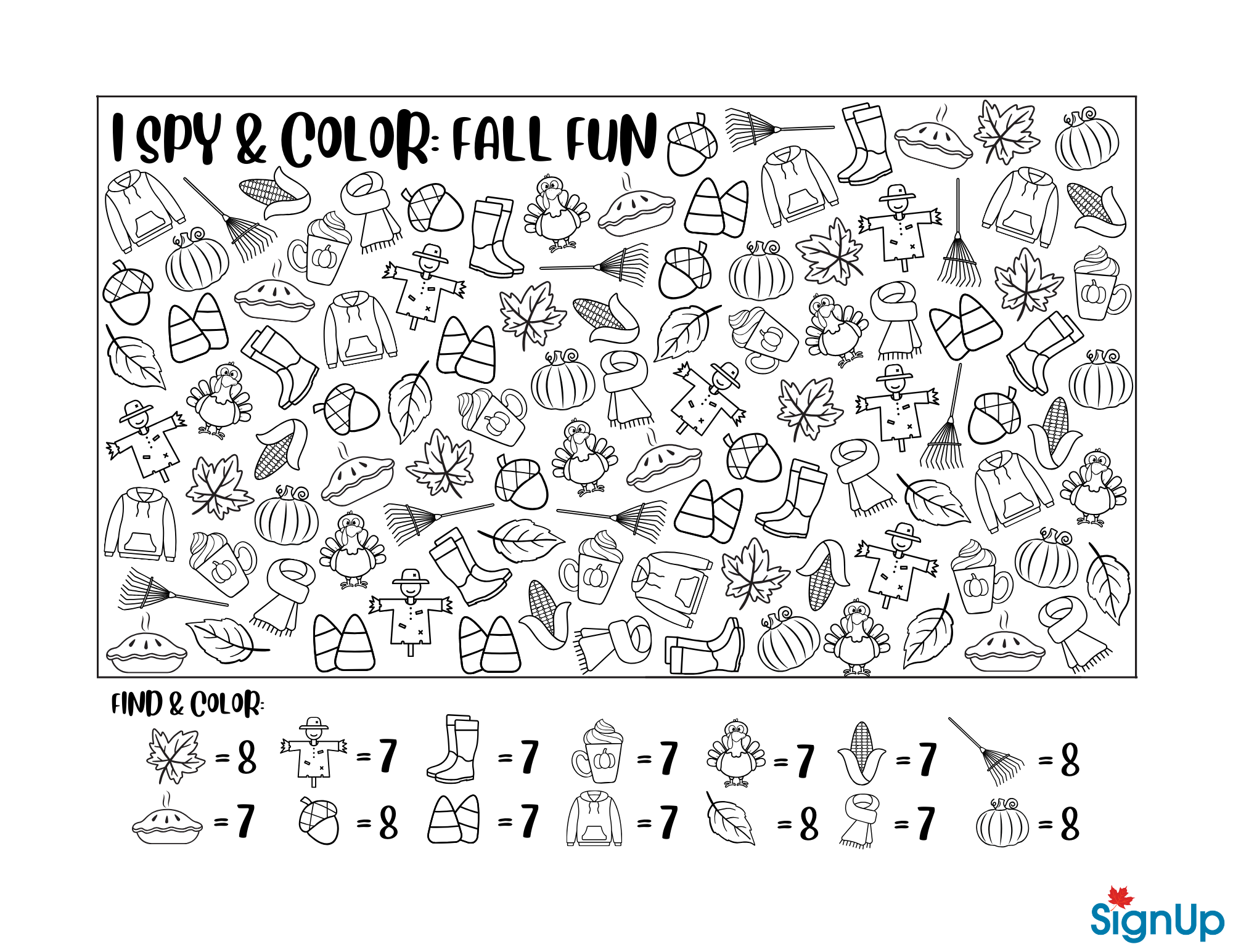 Fall Activity Sheets Coloring Pages SignUp Fall Activity Sheets Coloring Pages SignUp
