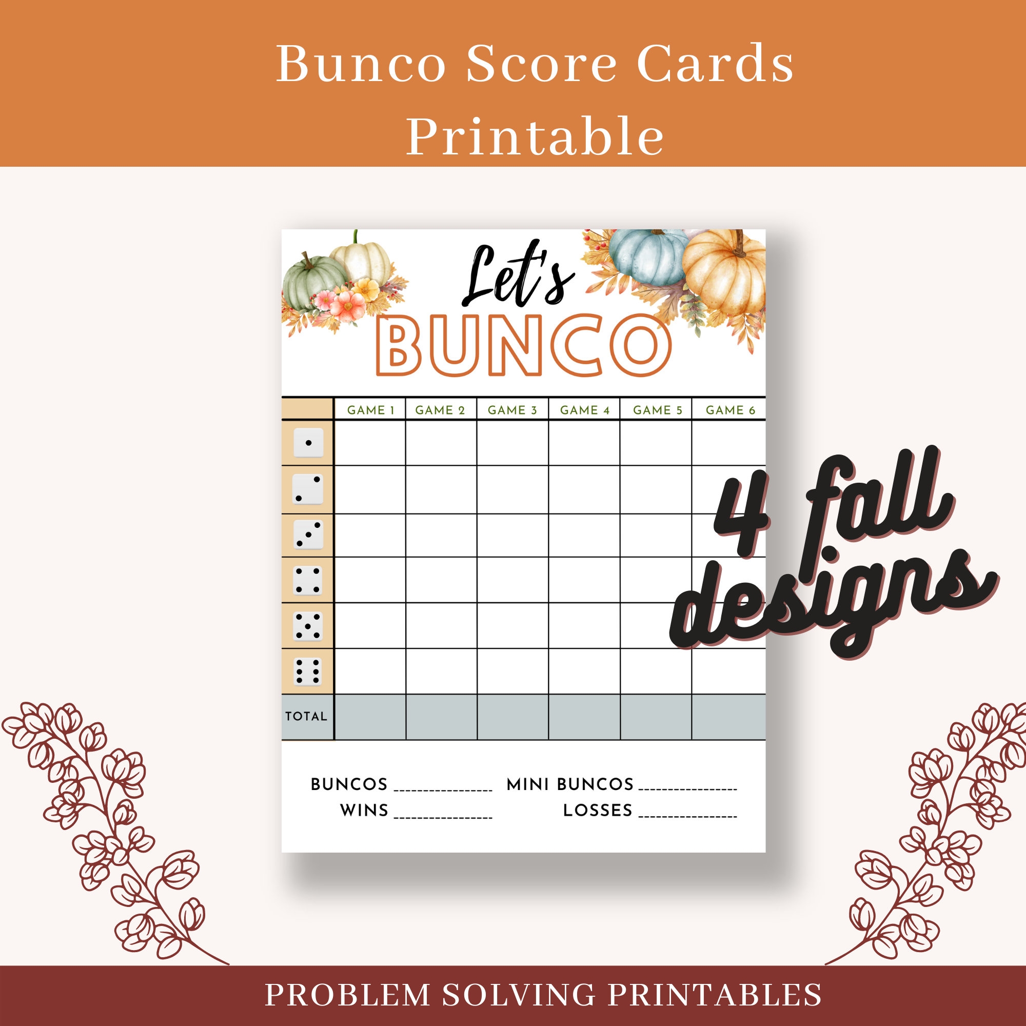 Fall Themed Bunco Score Card Sheets Pad Printable Autumn Bunko Score Card Bunco Dice Game Party Night Score Sheet Halloween Printables Etsy
