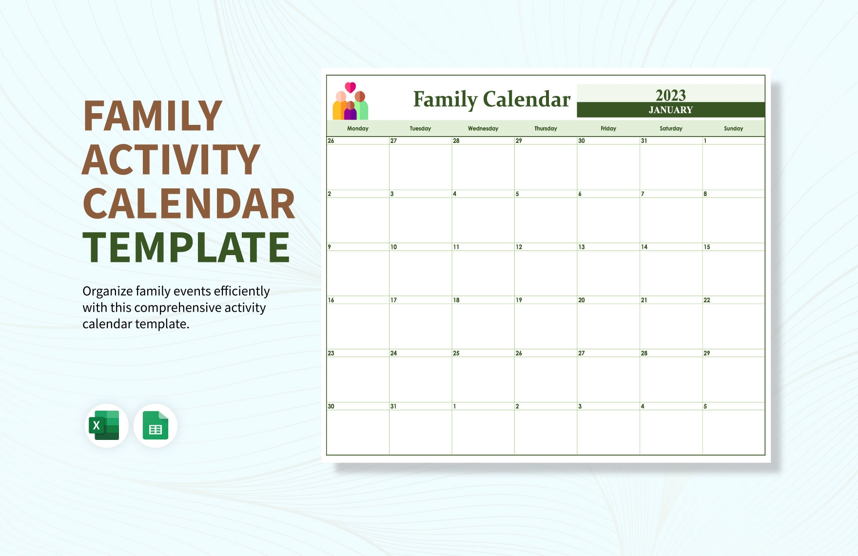 Free Printable Monthly Family Calendar Free Printable Monthly Family Calendar