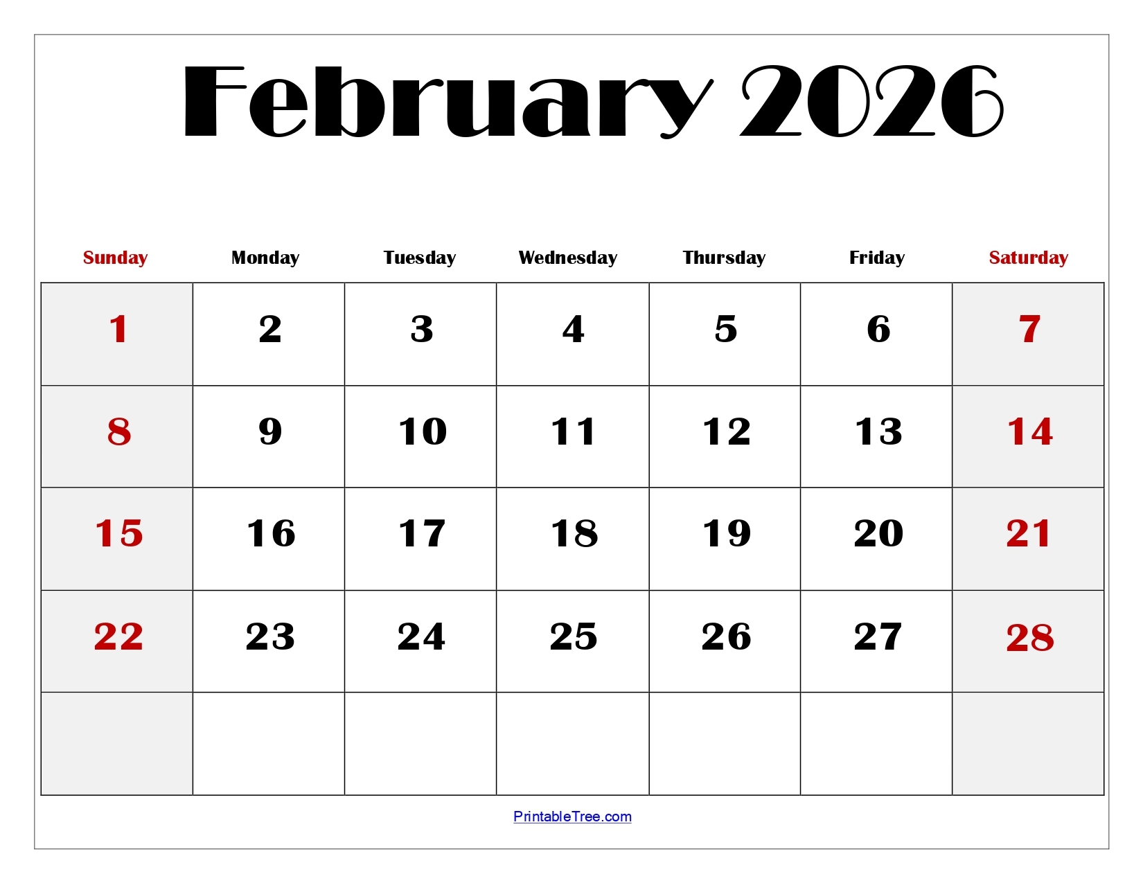 February 2026 Calendar Printable PDF With Holidays Templates