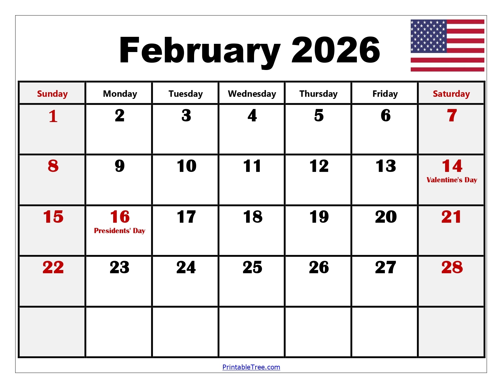 February 2026 Calendar Printable PDF With Holidays Templates February 2026 Calendar Printable PDF With Holidays Templates