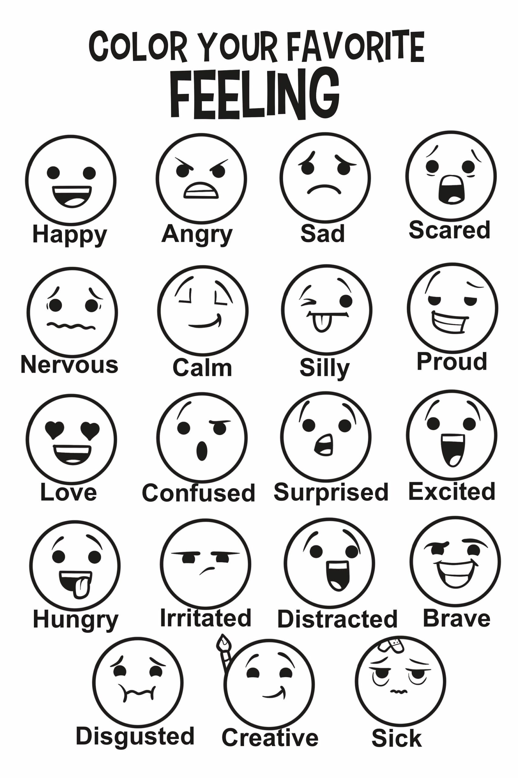 Feelings Chart children s Mental Health printable Counseling Activities Etsy