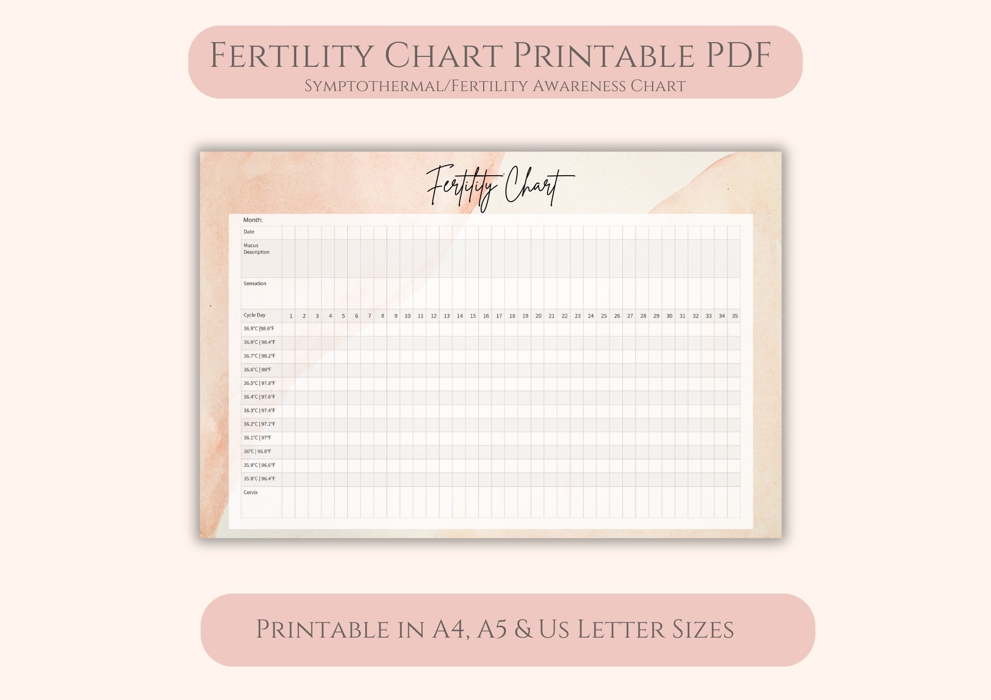 Fertility Awareness Method Chart Etsy