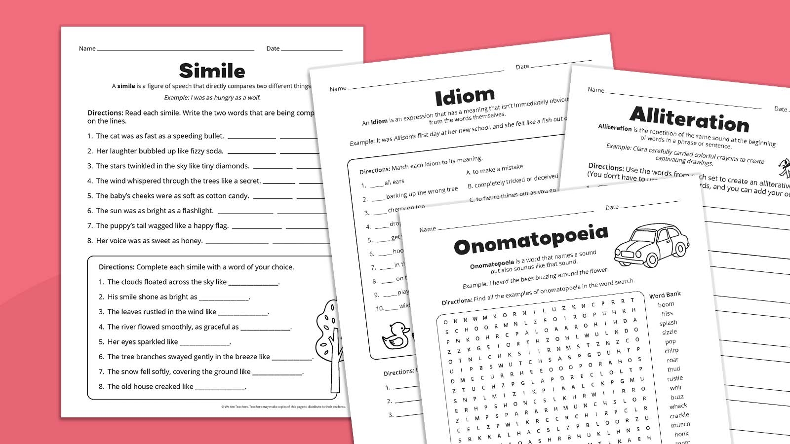 Free Printable Figurative Language Worksheets