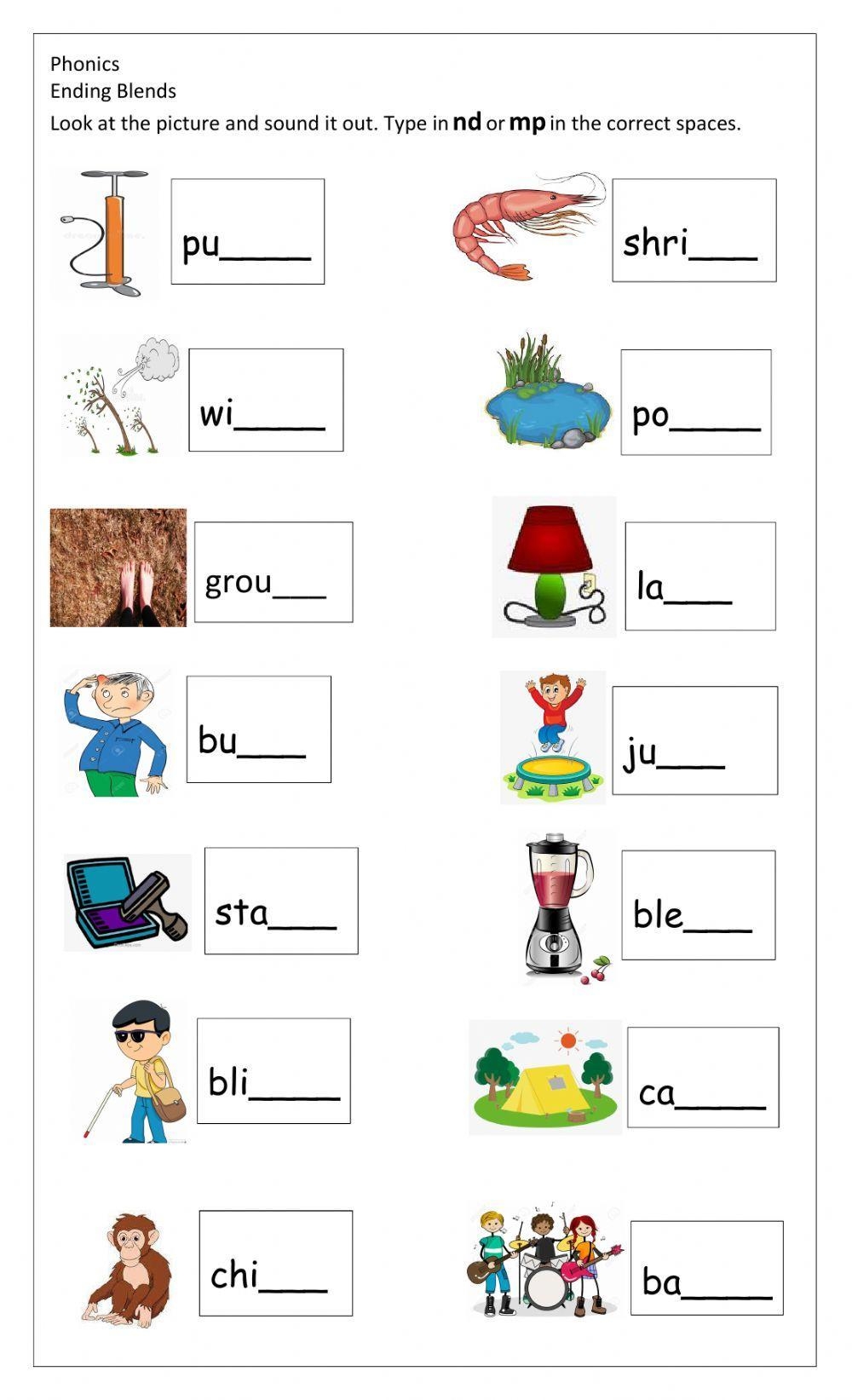 Fill In The Blank Ending Blends Worksheet Have Fun Teaching Worksheets Library