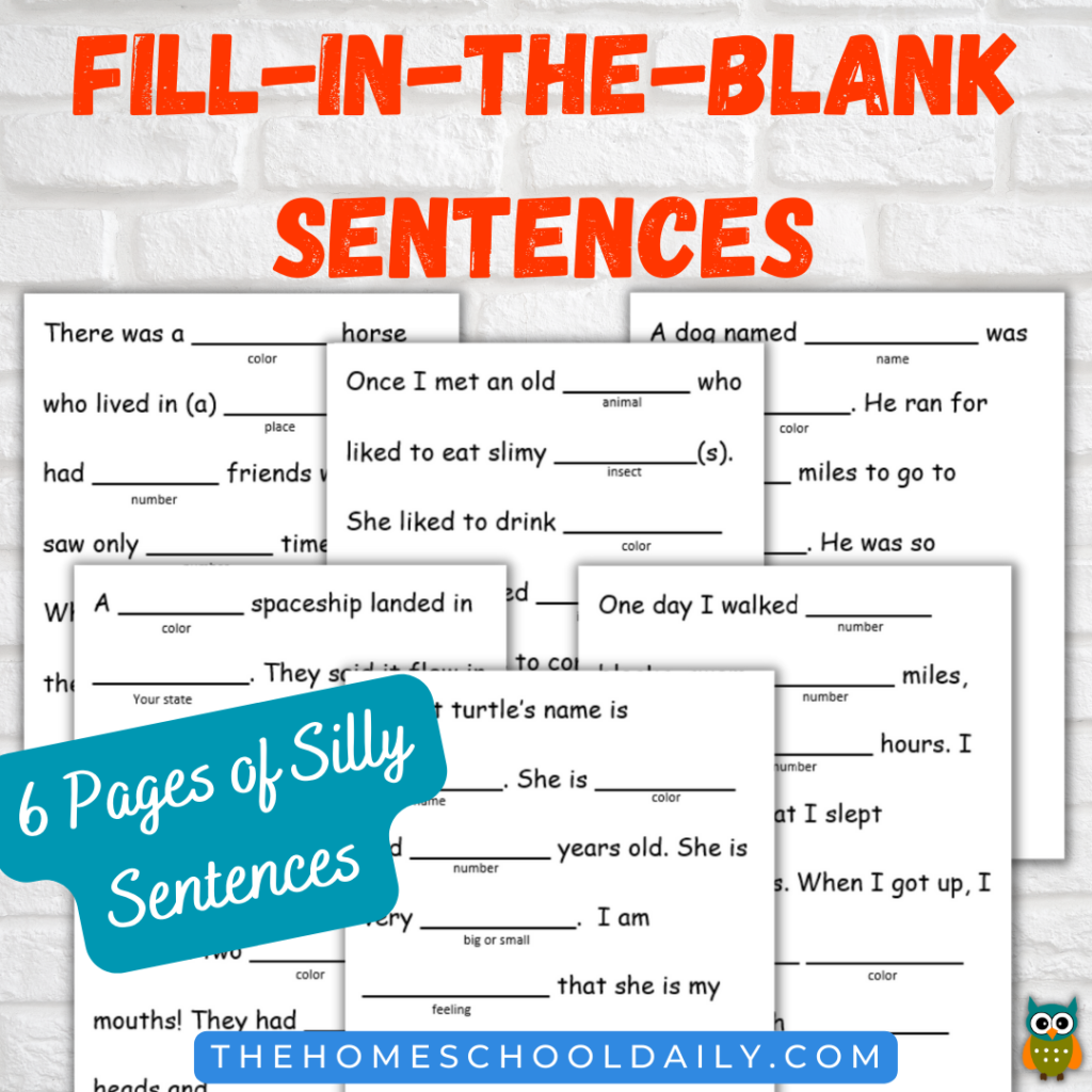 Fill in the Blank Sentences The Homeschool Daily Fill in the Blank Sentences The Homeschool Daily