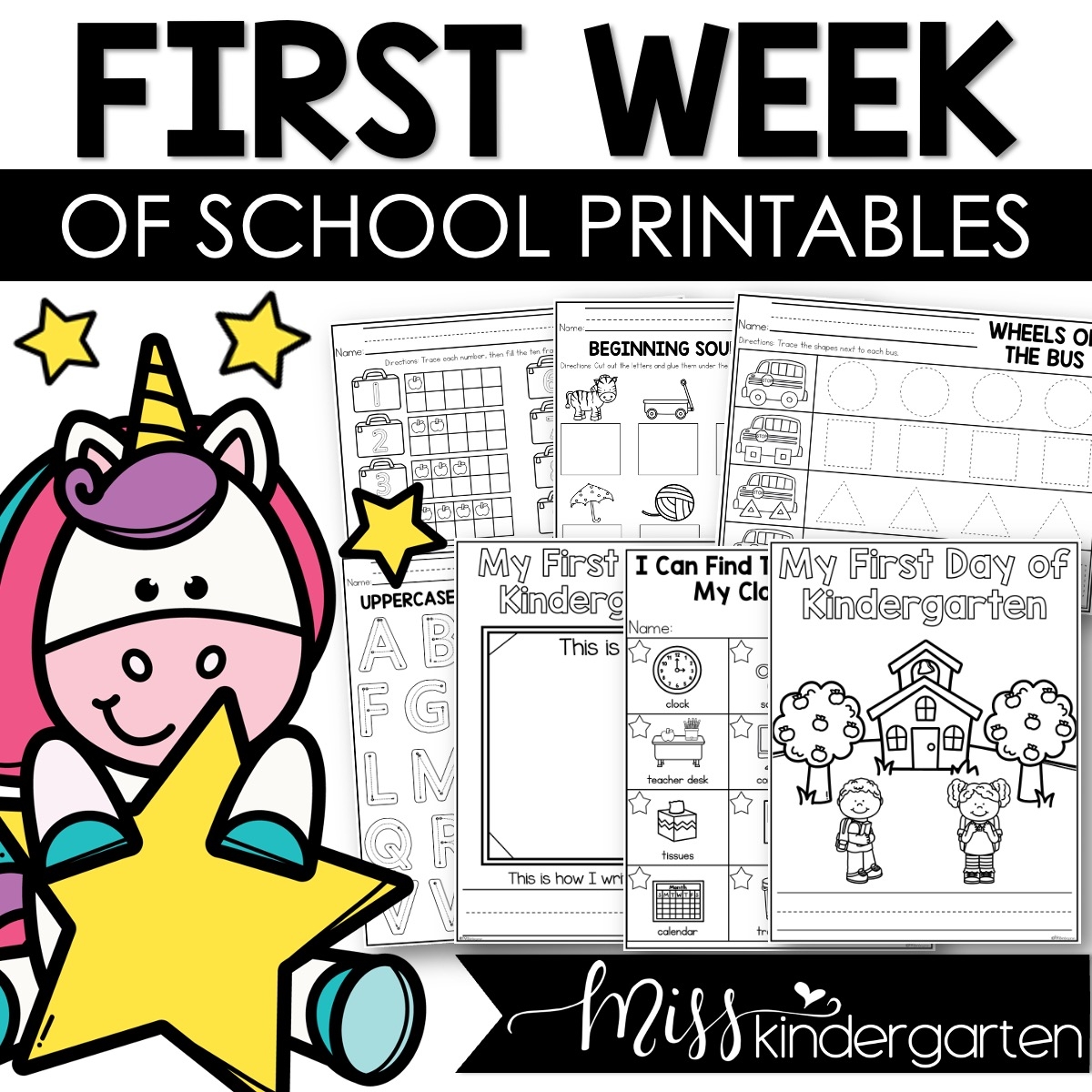 First Week Of Kindergarten No Prep Printables Back To School Worksheets Miss Kindergarten