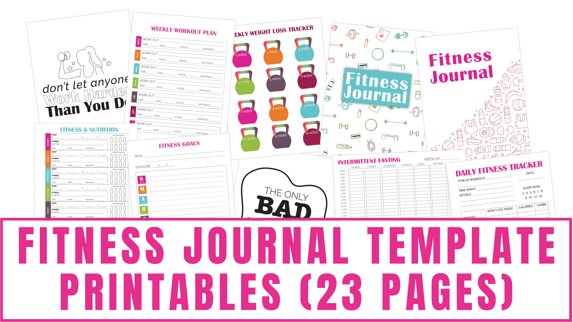 Fitness Journal Template Printables 23 Pages 