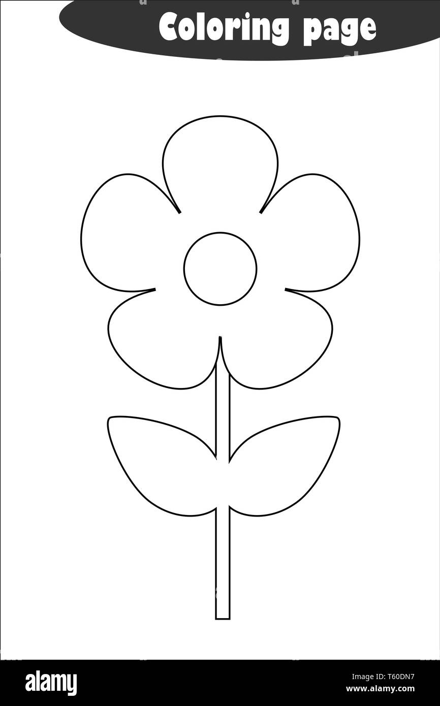 Flower In Cartoon Style Coloring Page Spring Education Paper Game For The Development Of Children Kids Preschool Activity Printable Worksheet Stock Vector Image Art Alamy