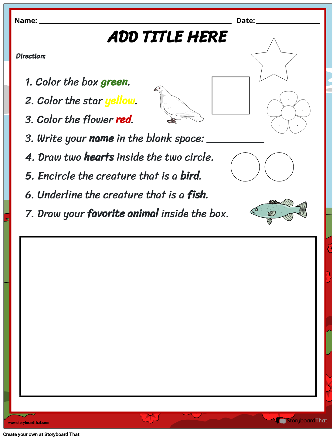 Following Directions Worksheets Storyboard That Following Directions Worksheets Storyboard That
