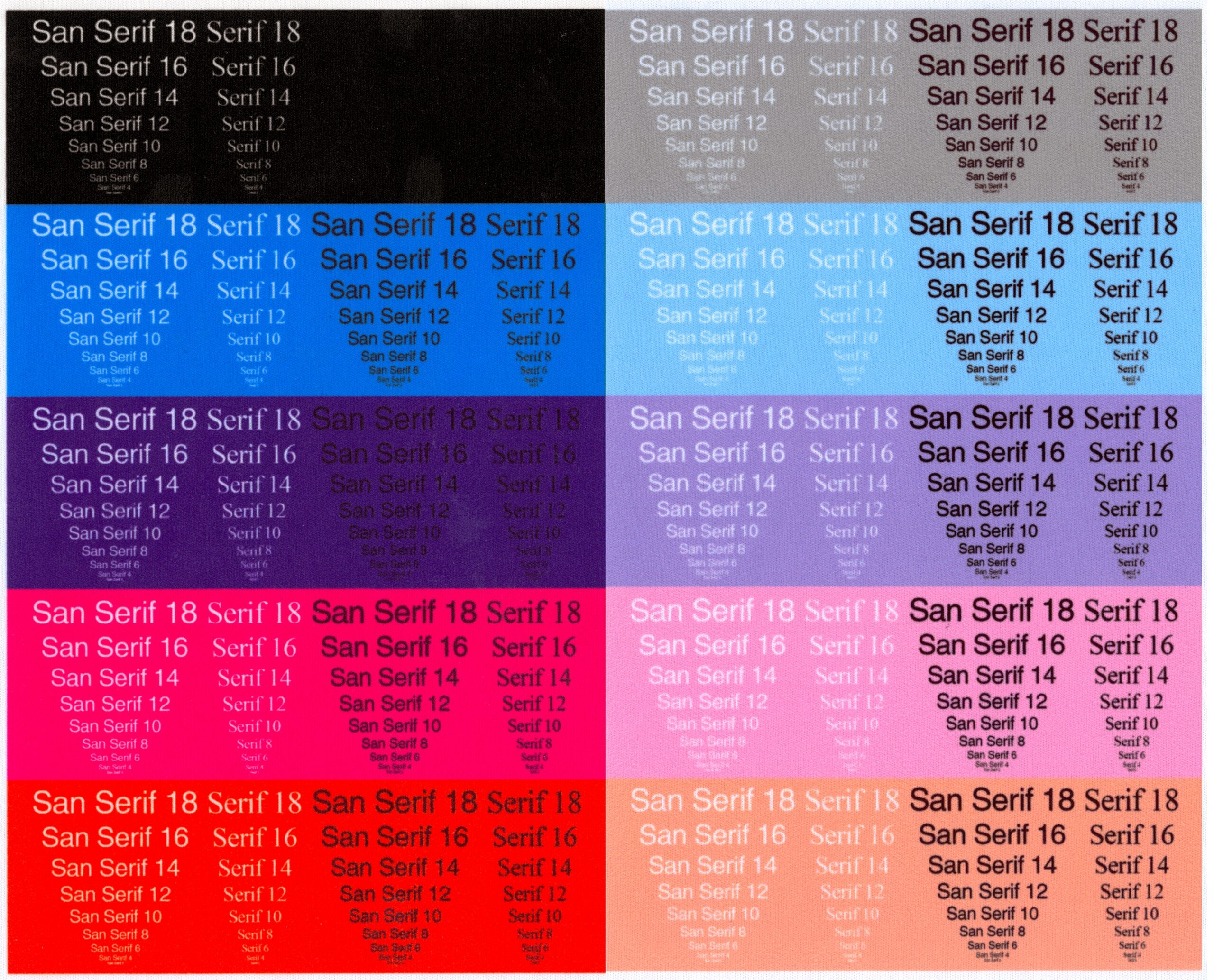 Font Size Comparison DIGISPEC 