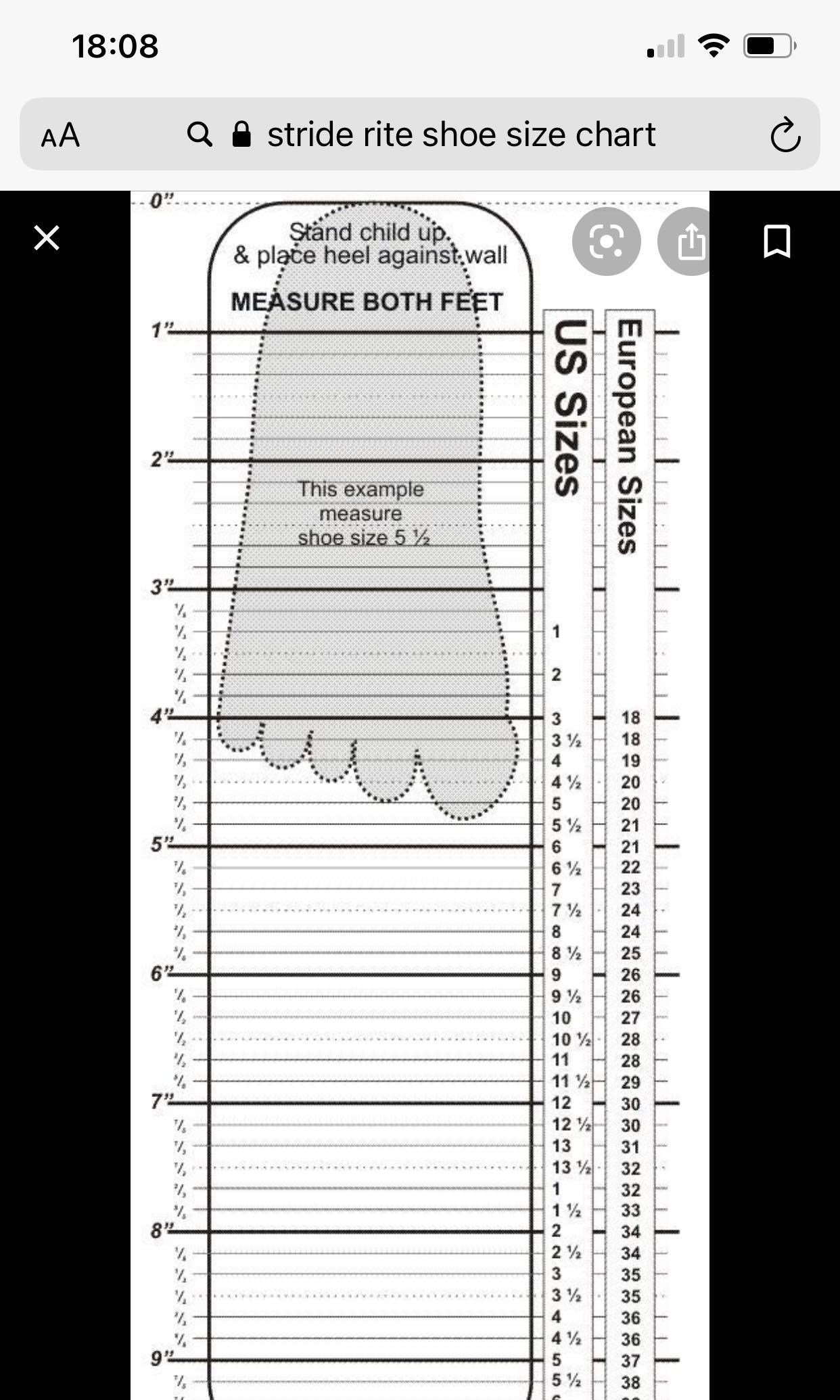 Printable Stride Rite Size Chart