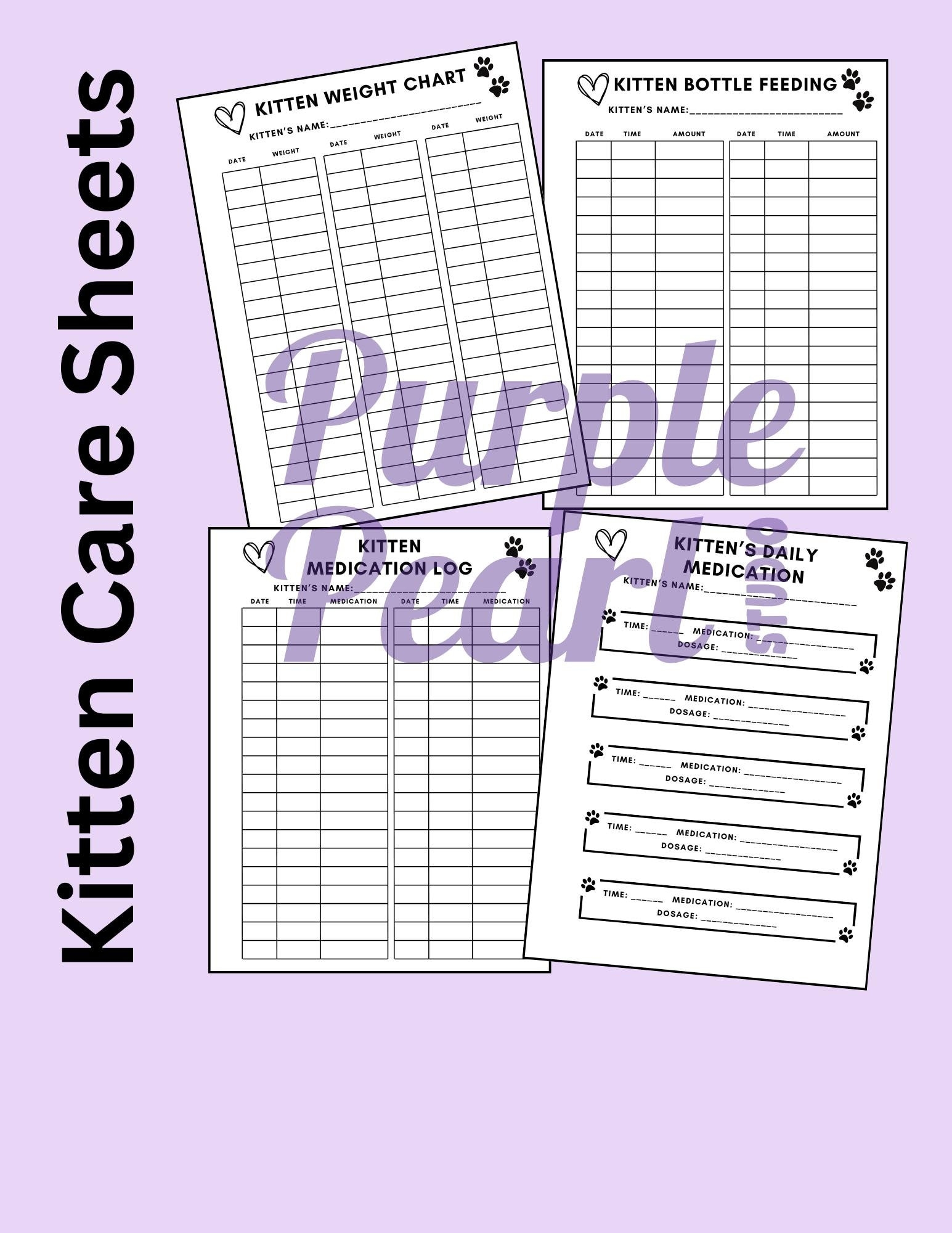 Foster Kitten Chart Etsy