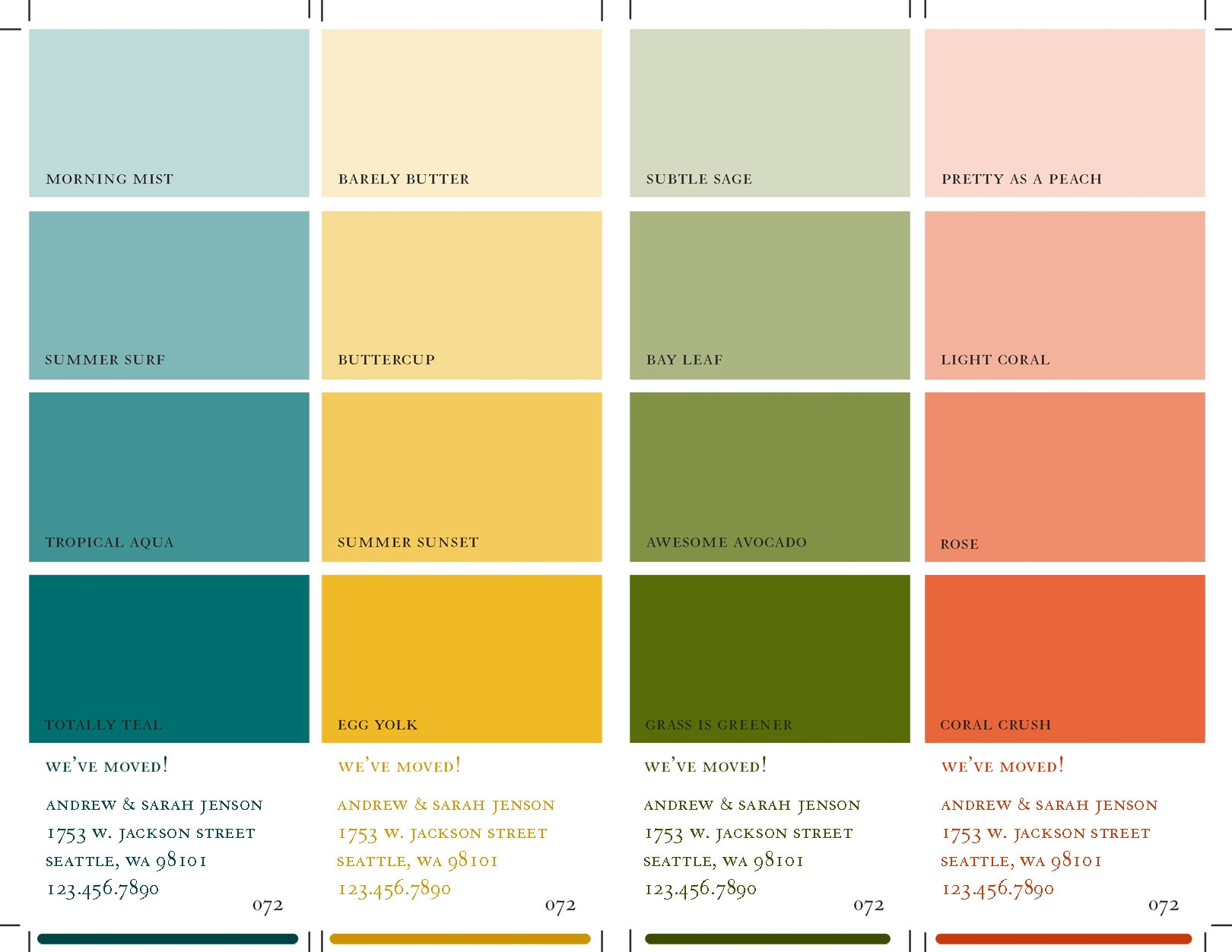 Four Color Paint Swatch Sheet